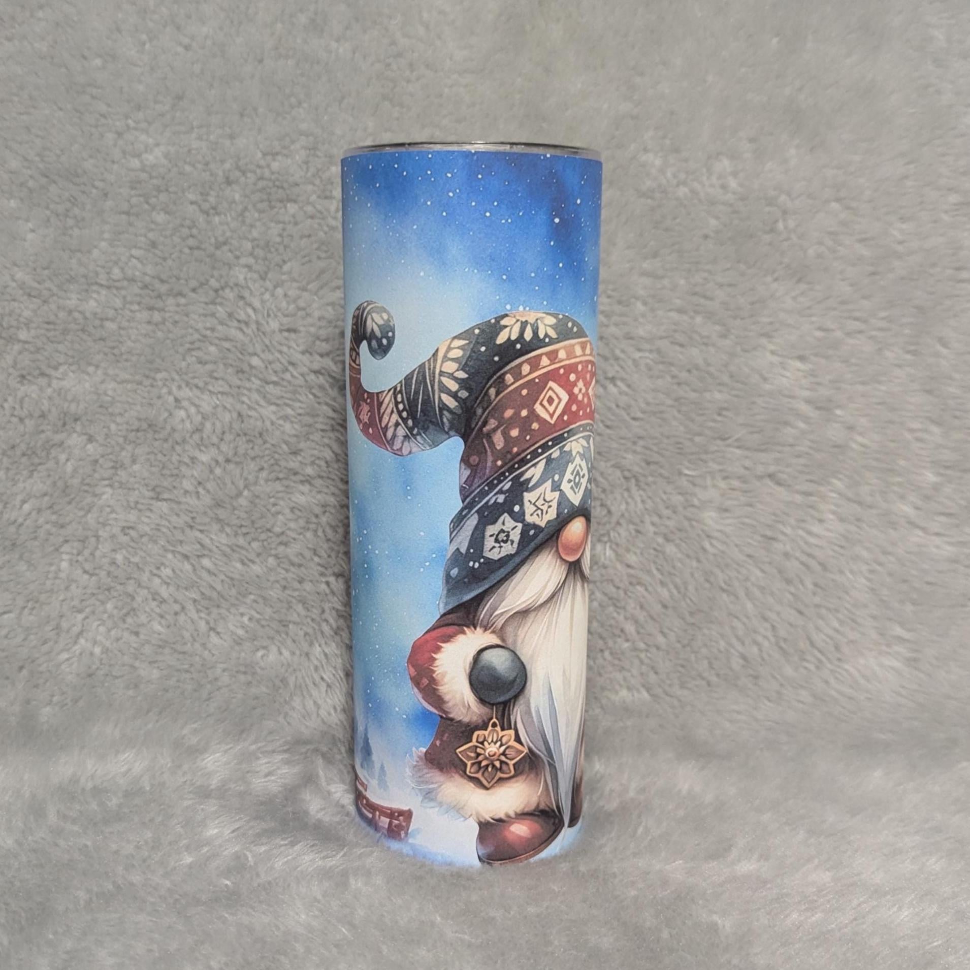 Christmas Santa Gnome Tumbler 20oz With Reusable Straw, Can Be Personalized