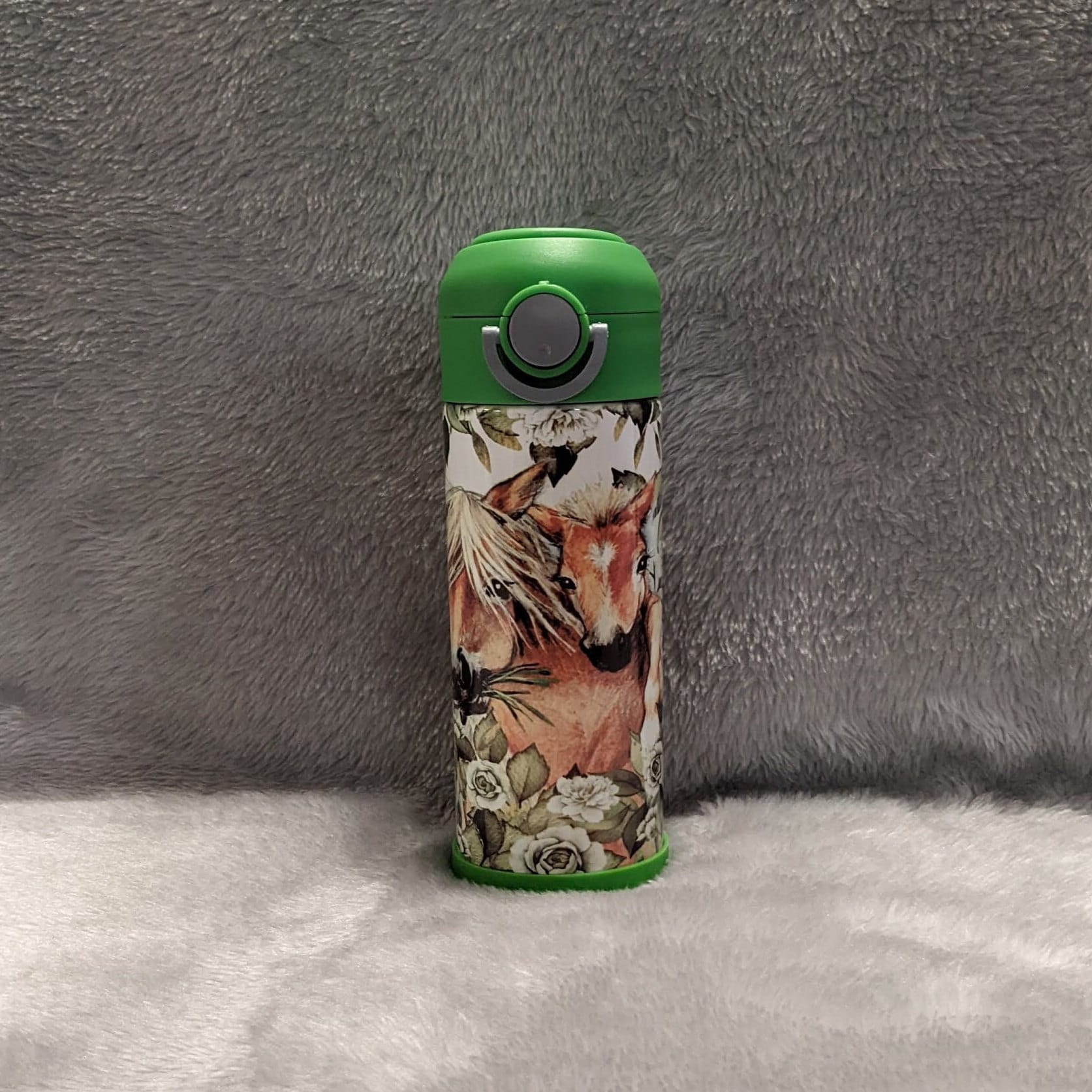 Kids Horse Water Bottle 12oz With Reusable Straw Can Be Personalized