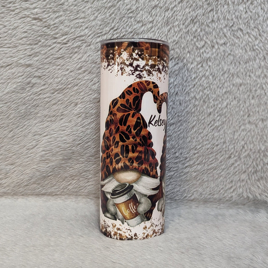 Gnome Love Coffee Tumbler 20oz With Reusable Straw, Can Be Personalized