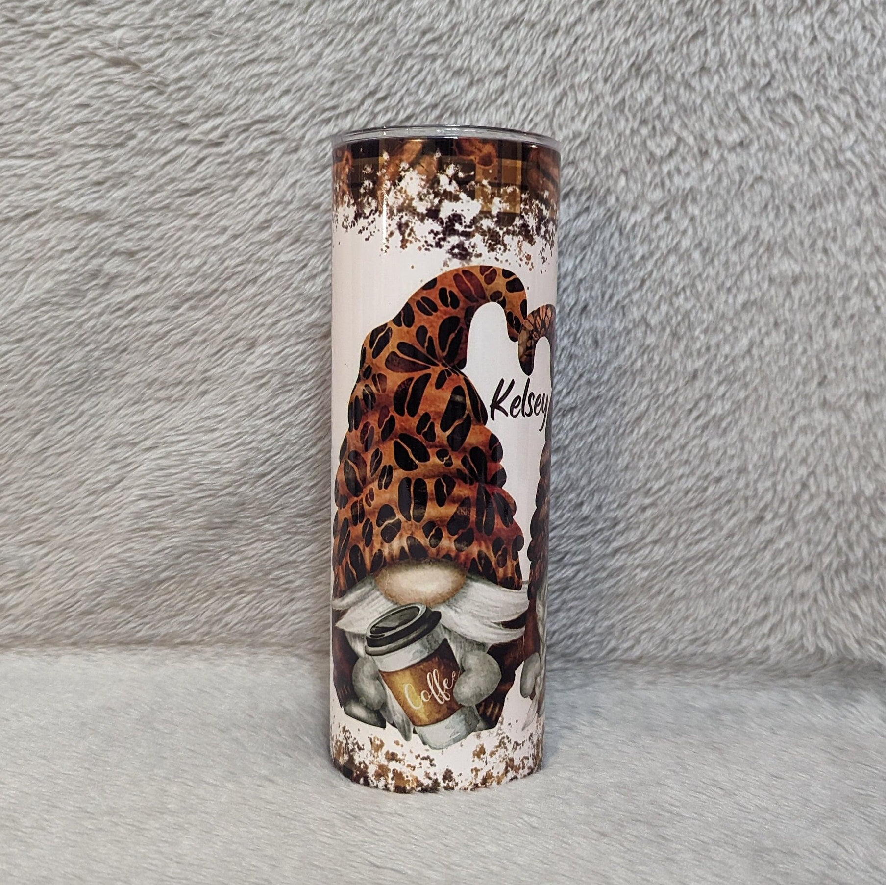 Gnome Love Coffee Tumbler 20oz With Reusable Straw, Can Be Personalized