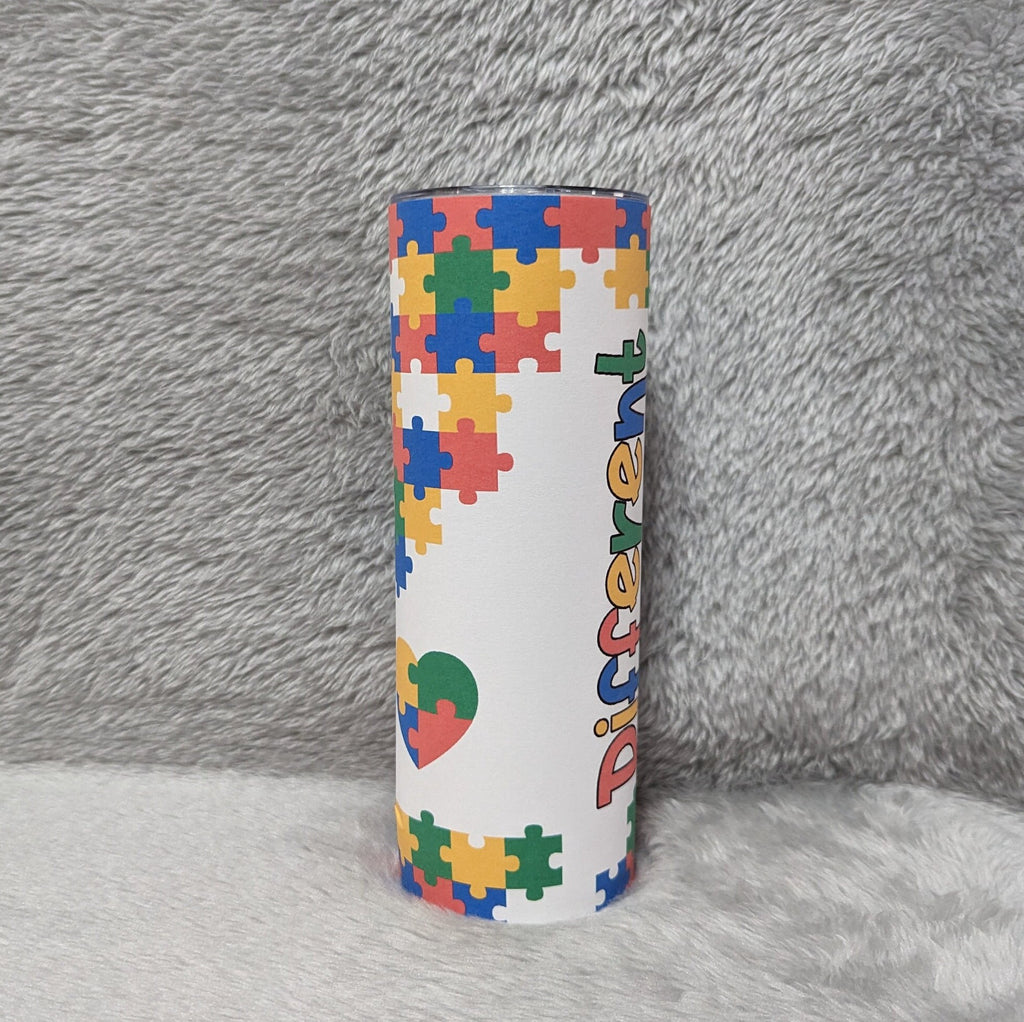 Different Is Beautiful Autism Tumbler 20oz With Reusable Straw