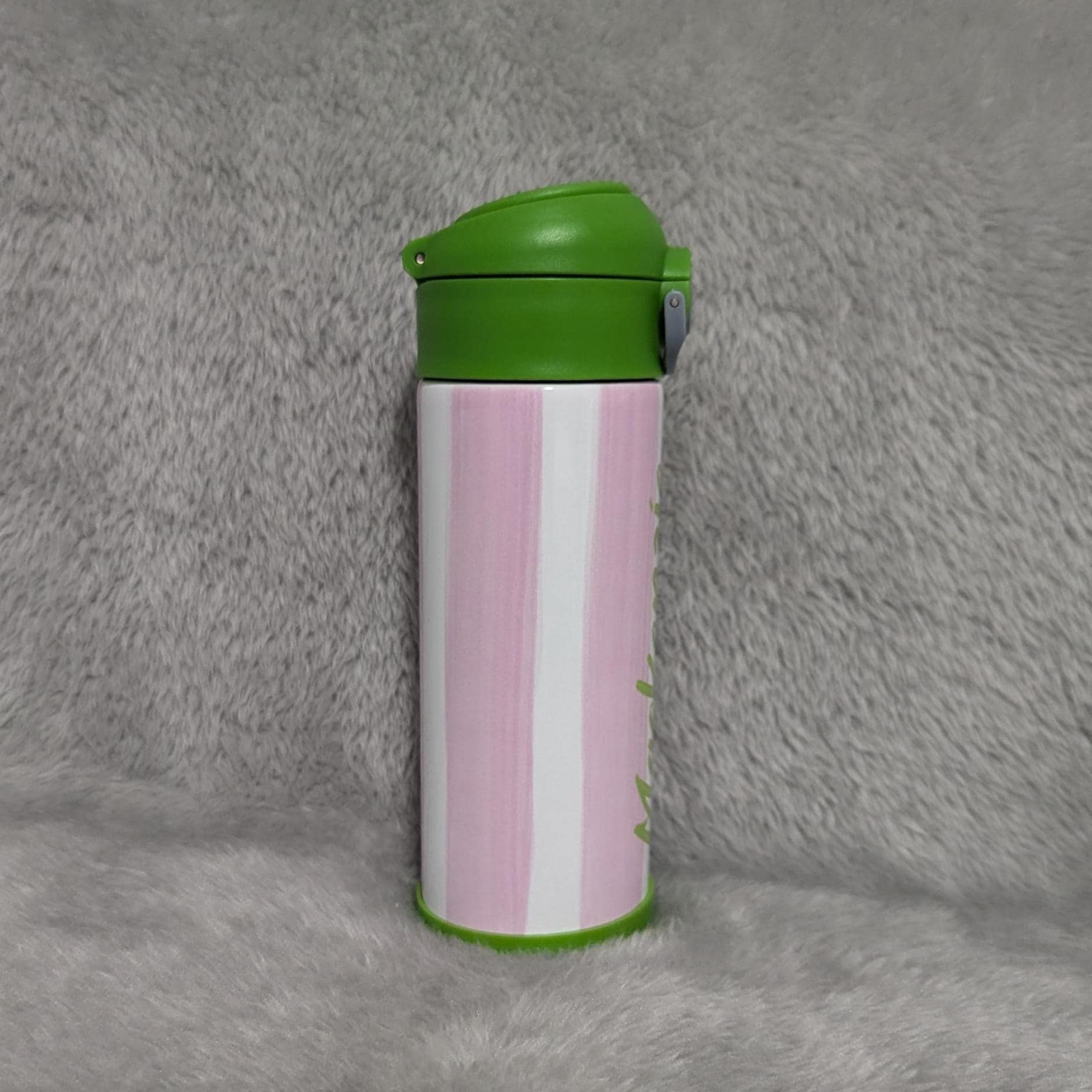 Kids Striped Water Bottle 12oz With Reusable Straw Can Be Personalized