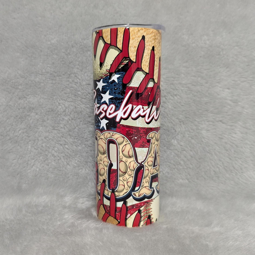 Baseball Dad Tumbler 20oz With Reusable Straw