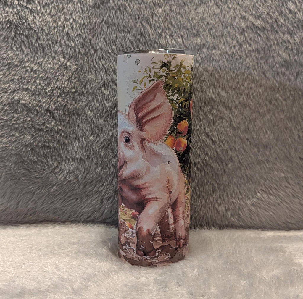 Pig In The Mud Tumbler 20oz With Reusable Straw, Can Be Personalized