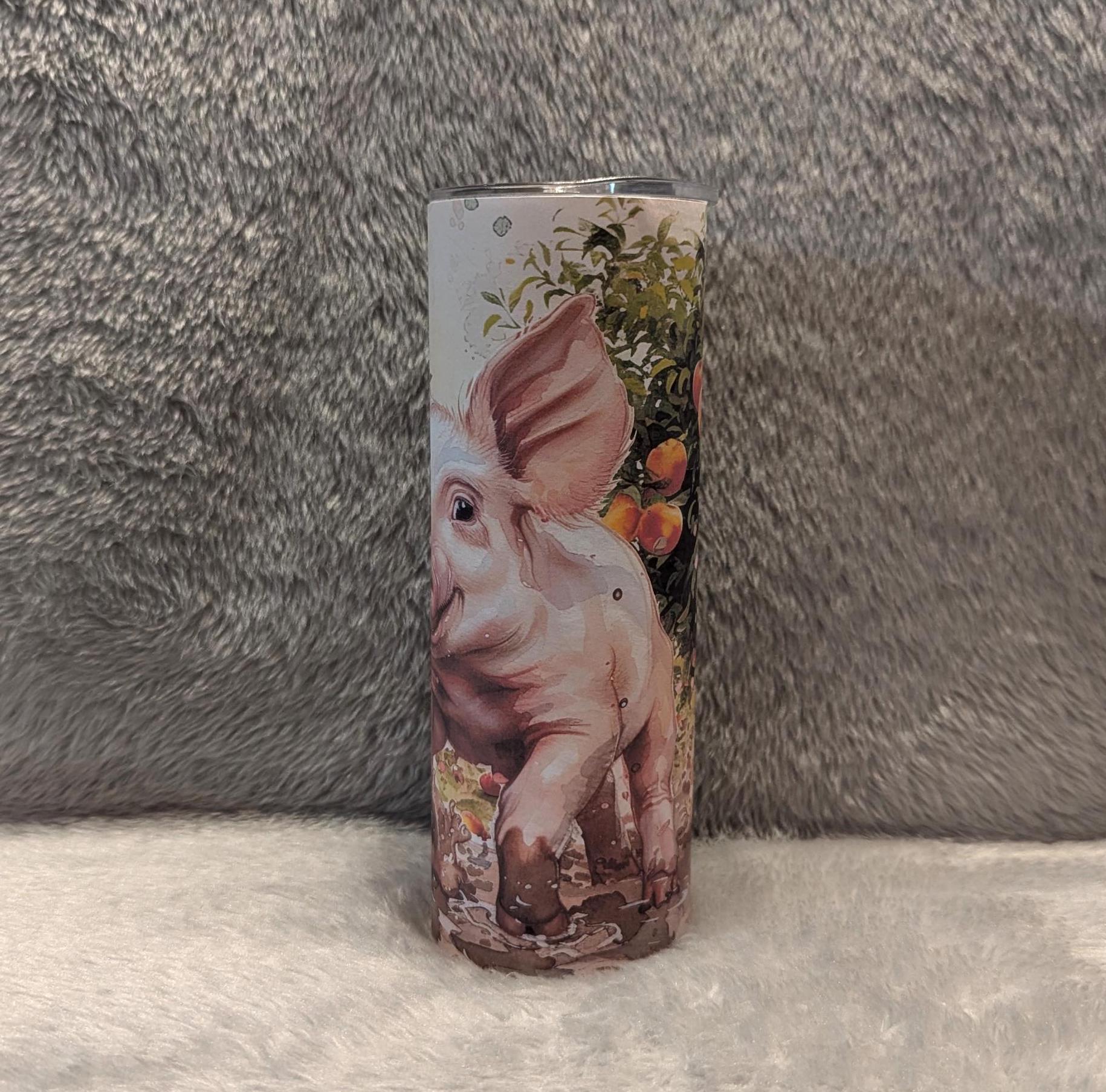 Pig In The Mud Tumbler 20oz With Reusable Straw, Can Be Personalized