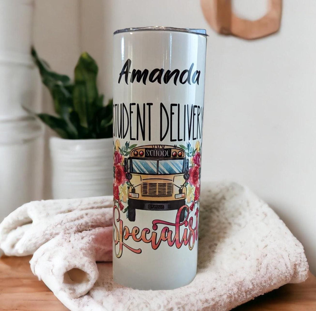 Bus Driver Tumbler 20oz With Reusable Straw, Can Be Personalized