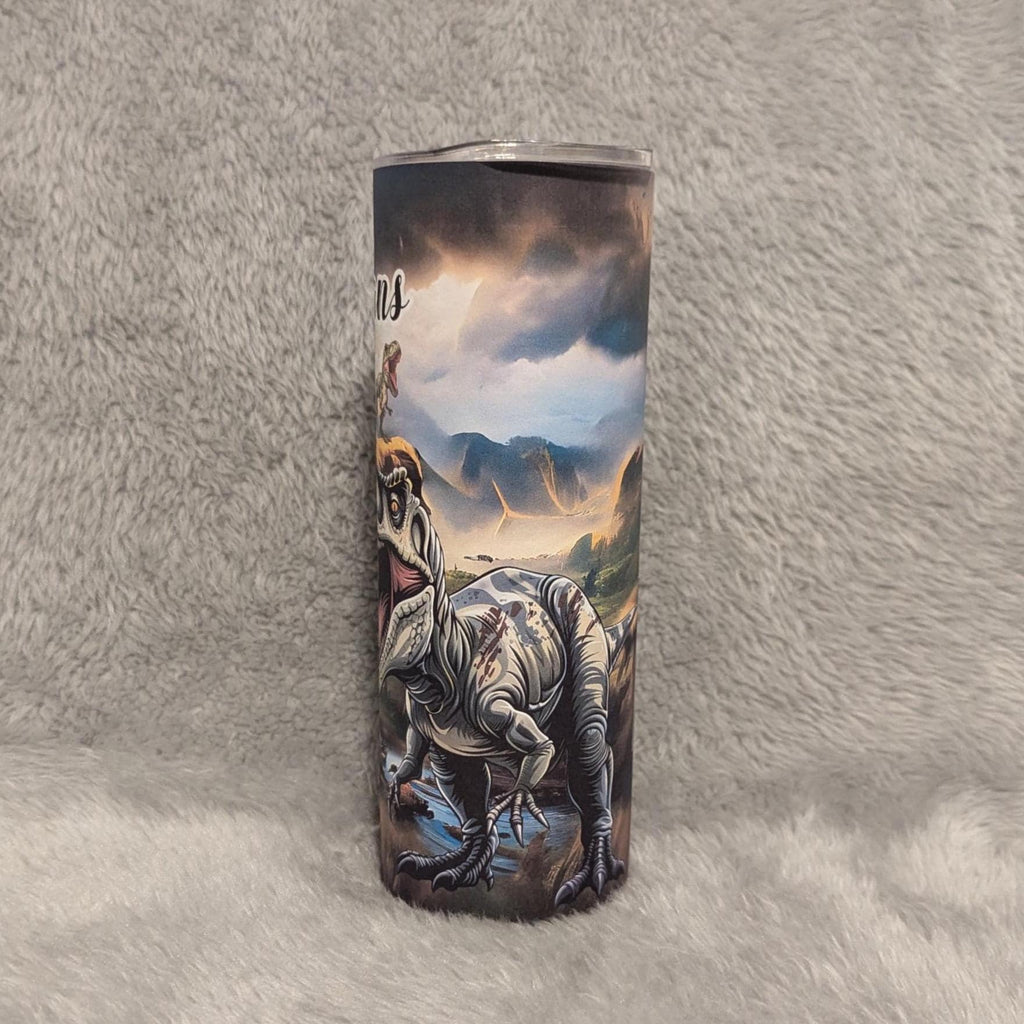 T Rex Dinosaur Tumbler 20oz With Reusable Straw, Can Be Personalized