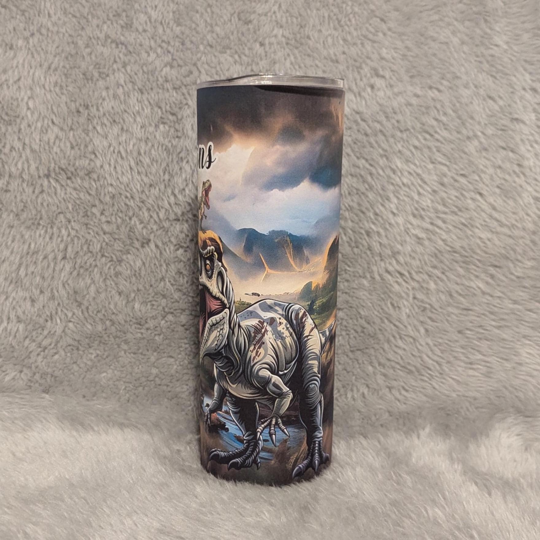 T Rex Dinosaur Tumbler 20oz With Reusable Straw, Can Be Personalized