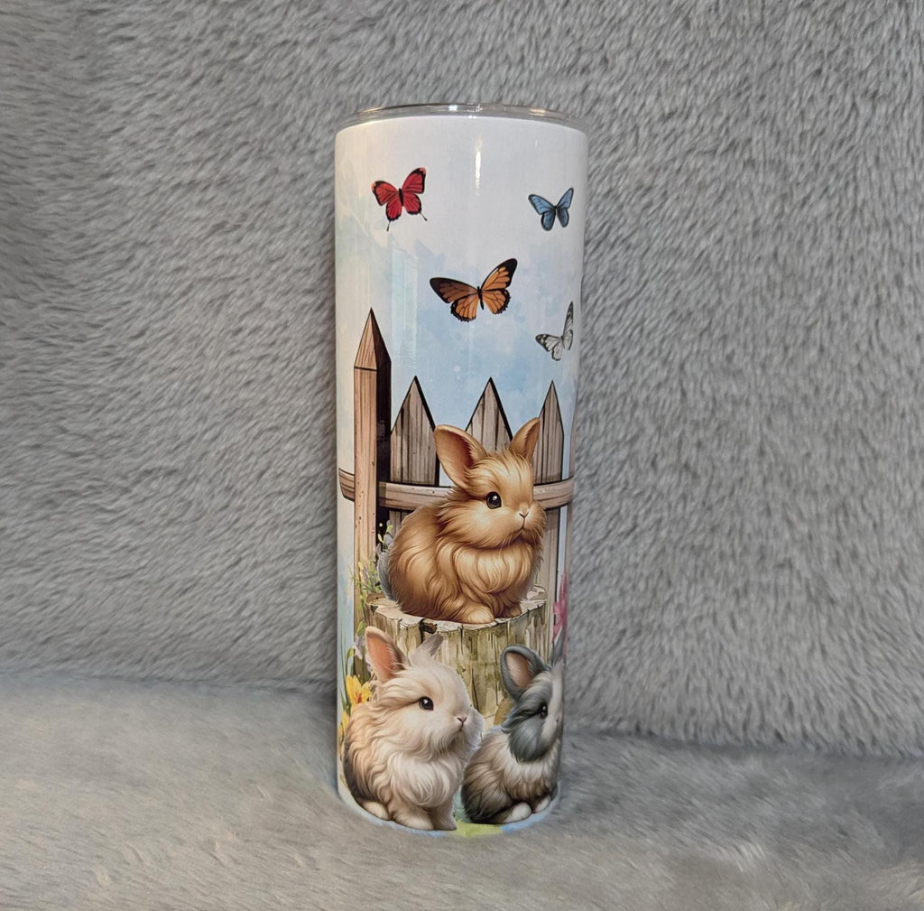 Bunny Rabbit Tumbler 20oz With Reusable Straw, Can Be Personalized