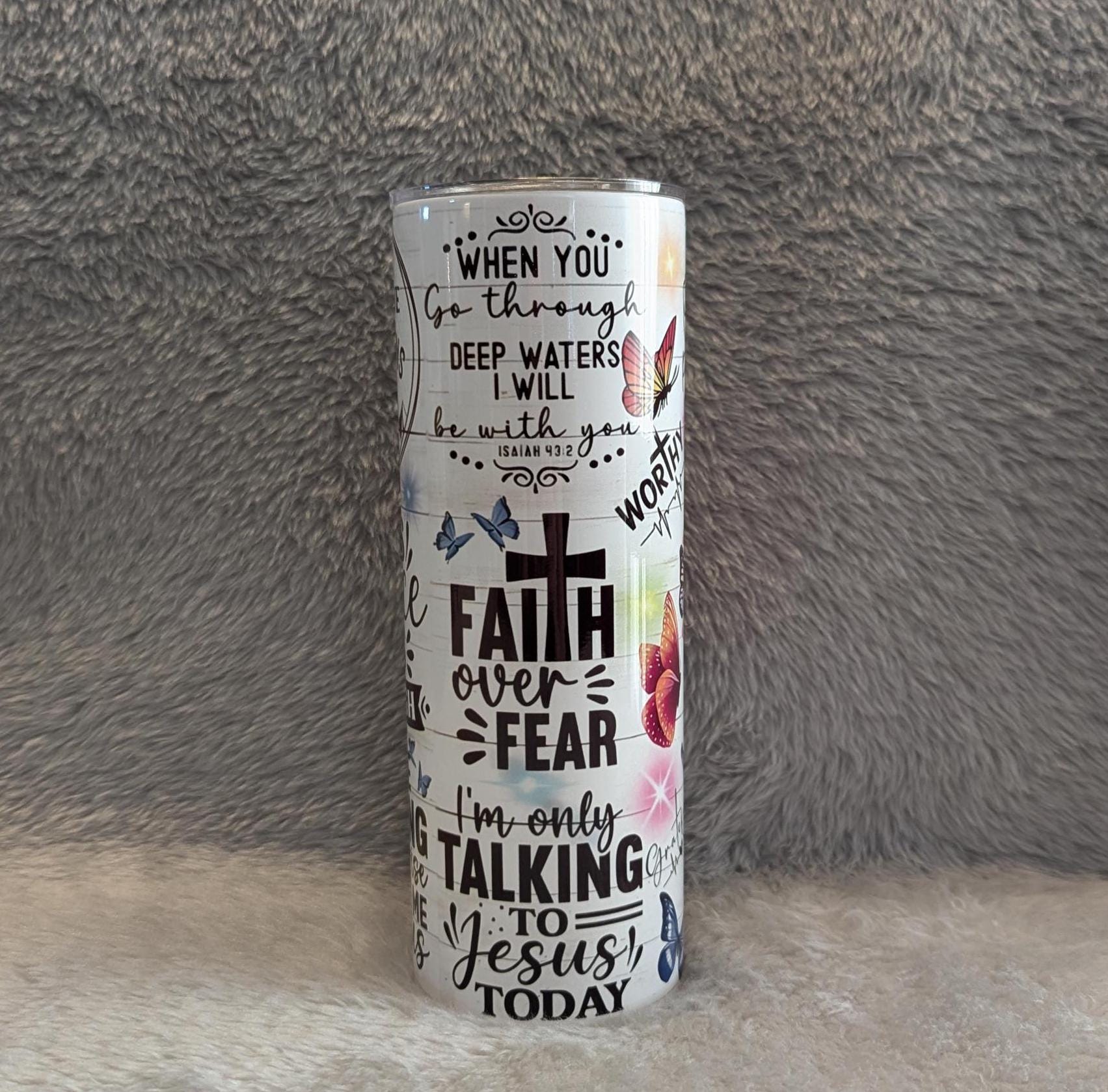 Religious Inspirational Tumbler 20oz With Reusable Straw