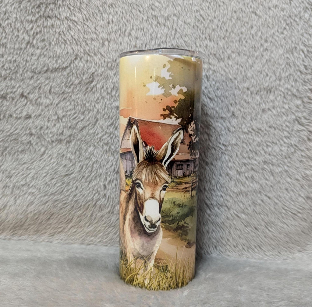 Donkey Tumbler with A Watercolor Design 20oz With Reusable Straw, Can Be Personalized