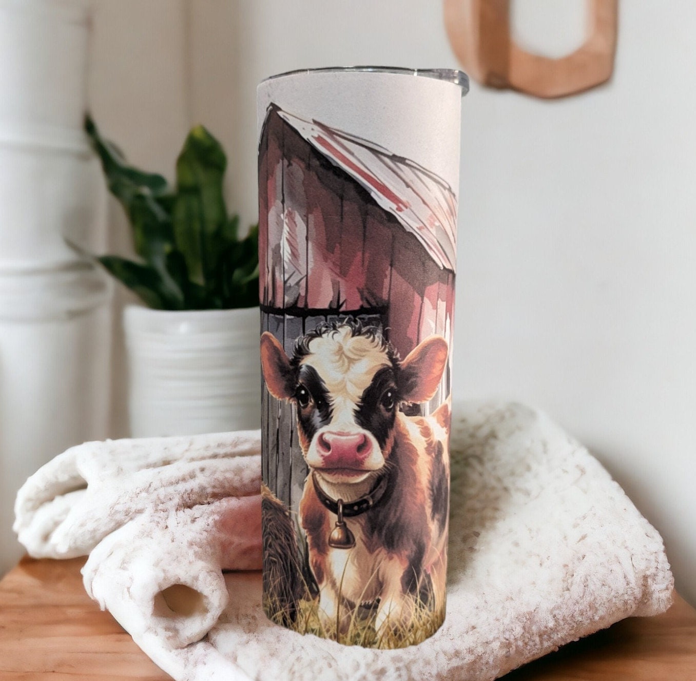 Cute Calf Tumbler 20oz With Reusable Straw, Can Be Personalized
