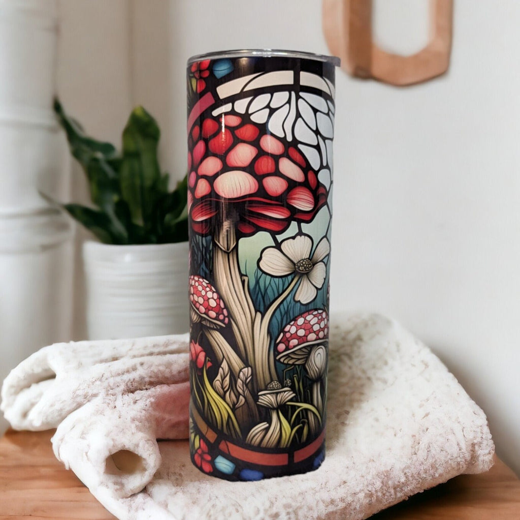 Mushroom Tumbler 20oz With Reusable Straw