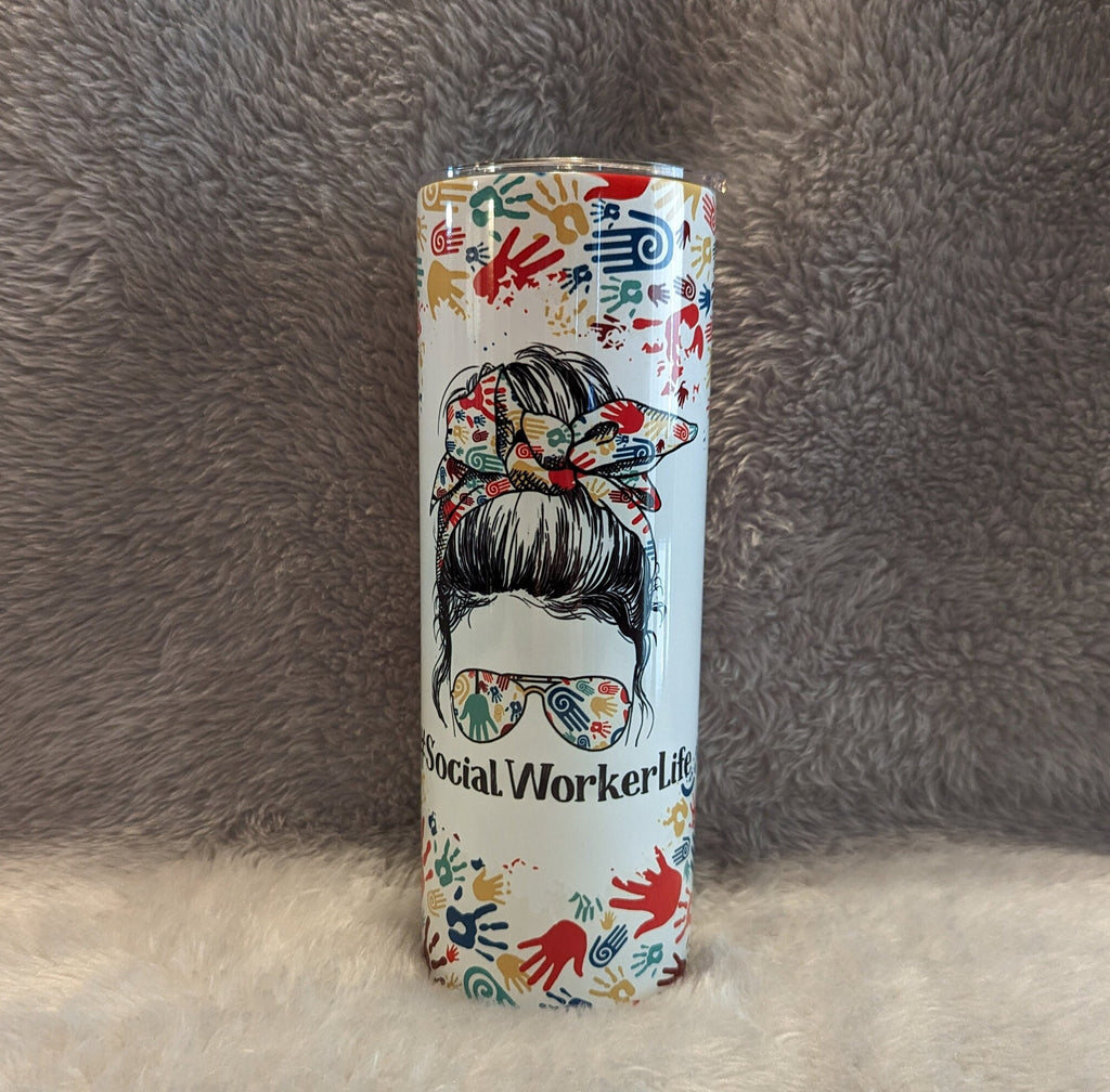 Social Worker Tumbler 20oz With Reusable Straw, Can Be Personalized