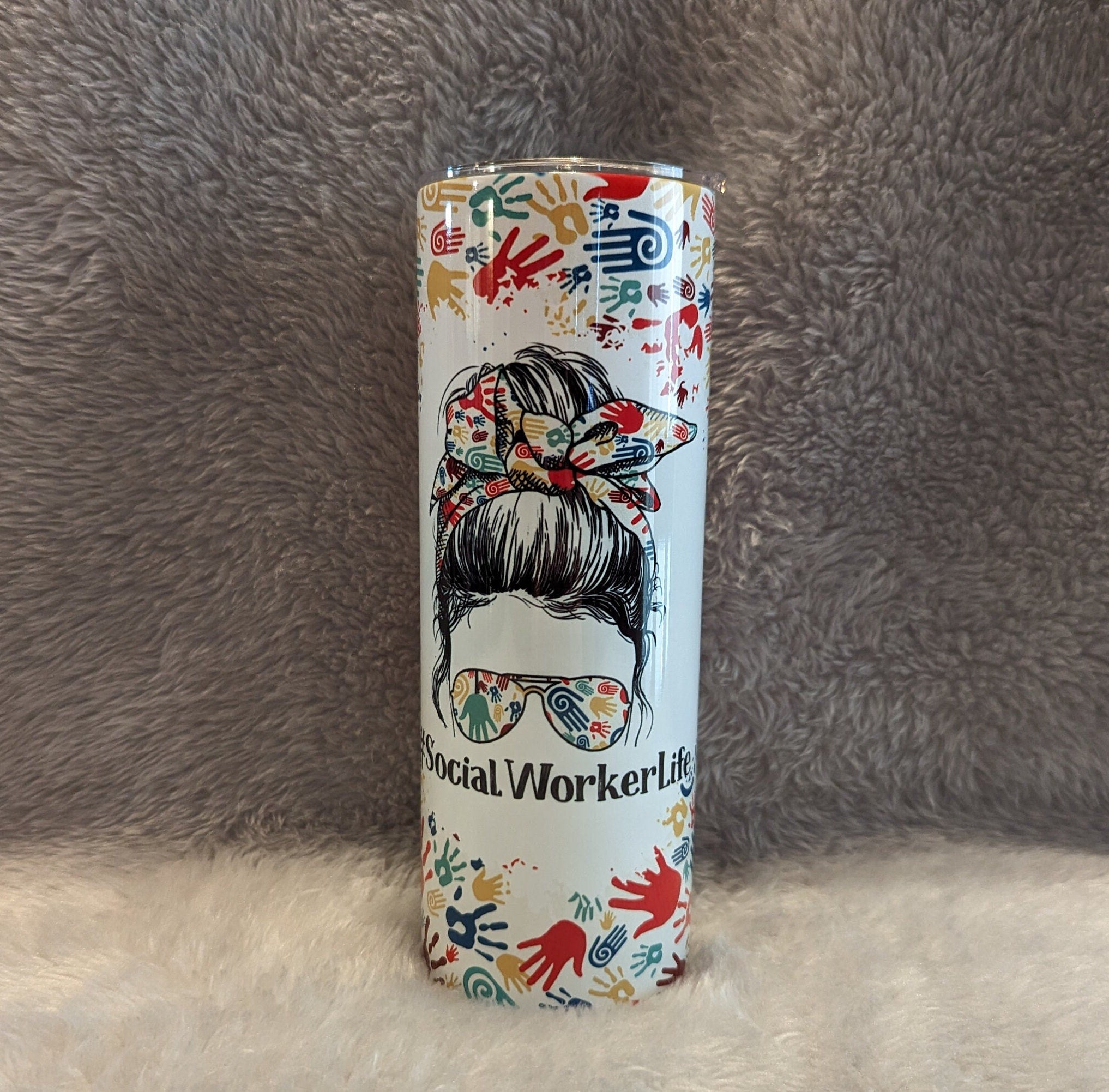 Social Worker Tumbler 20oz With Reusable Straw, Can Be Personalized