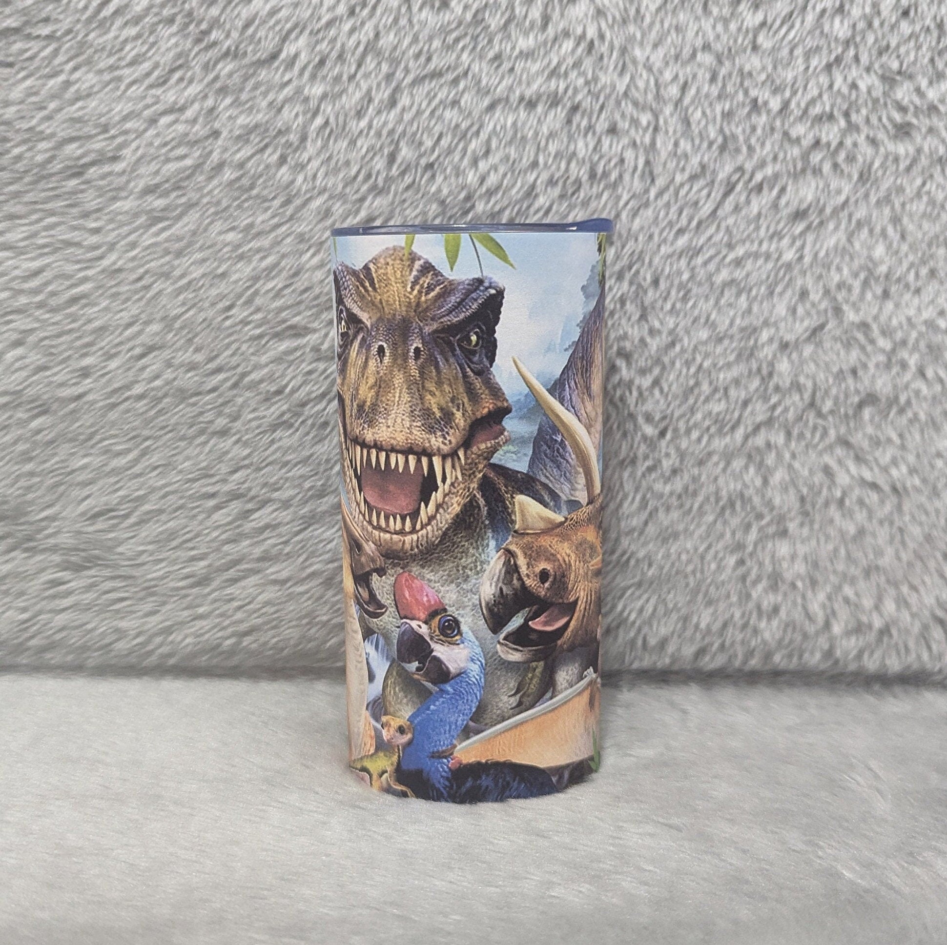 Kids Dinosaur Tumbler 15oz With Reusable Straw, Can Be Personalized