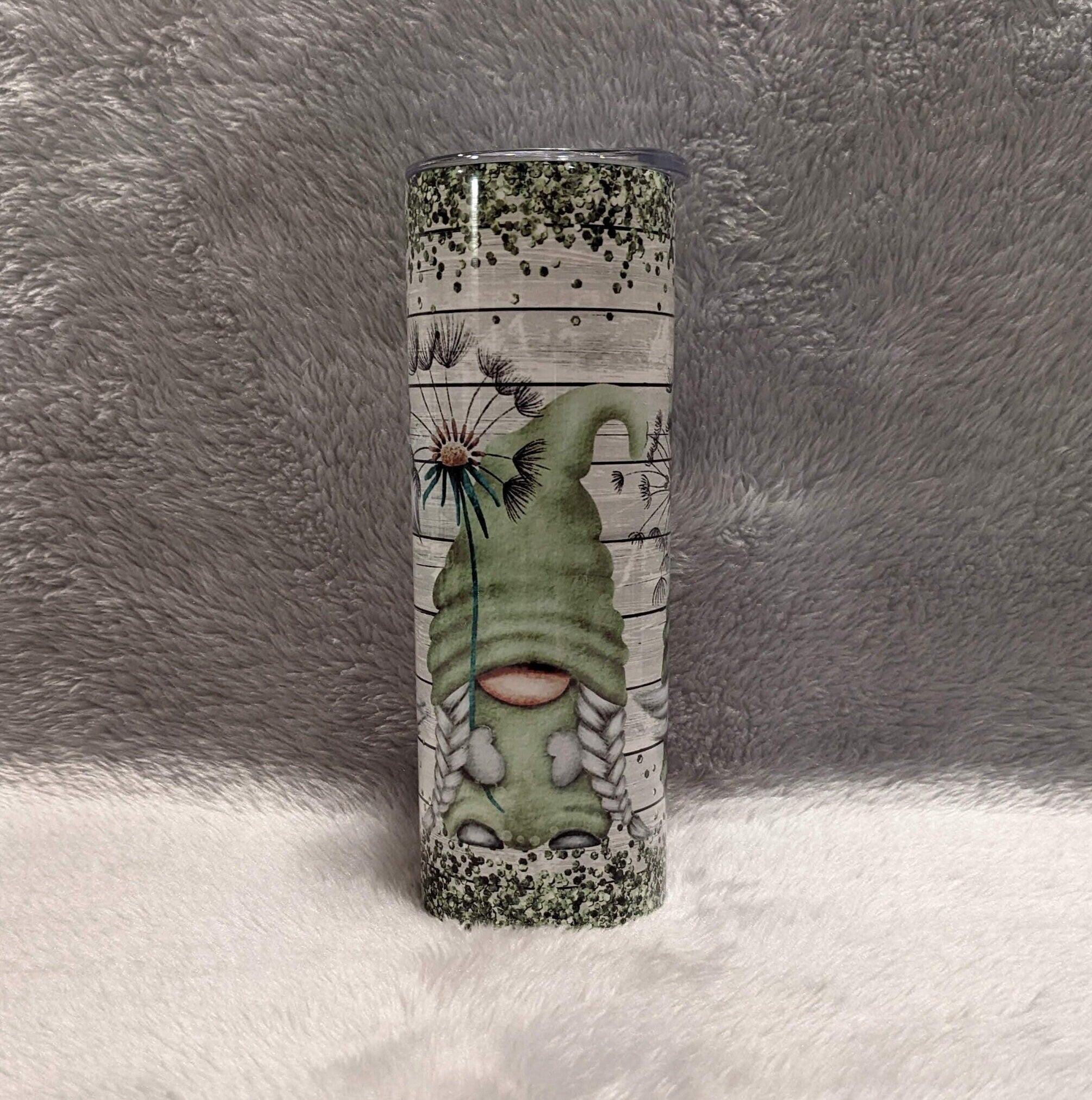 Gnomes With Dandelions Tumbler 20oz With Reusable Straw, Can Be Personalized