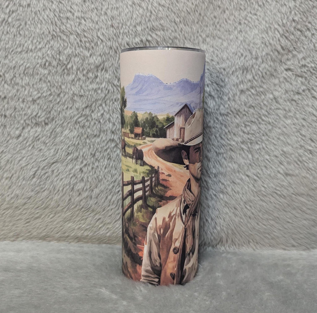 Cowboy Tumbler 20oz With Reusable Straw, Can Be Personalized