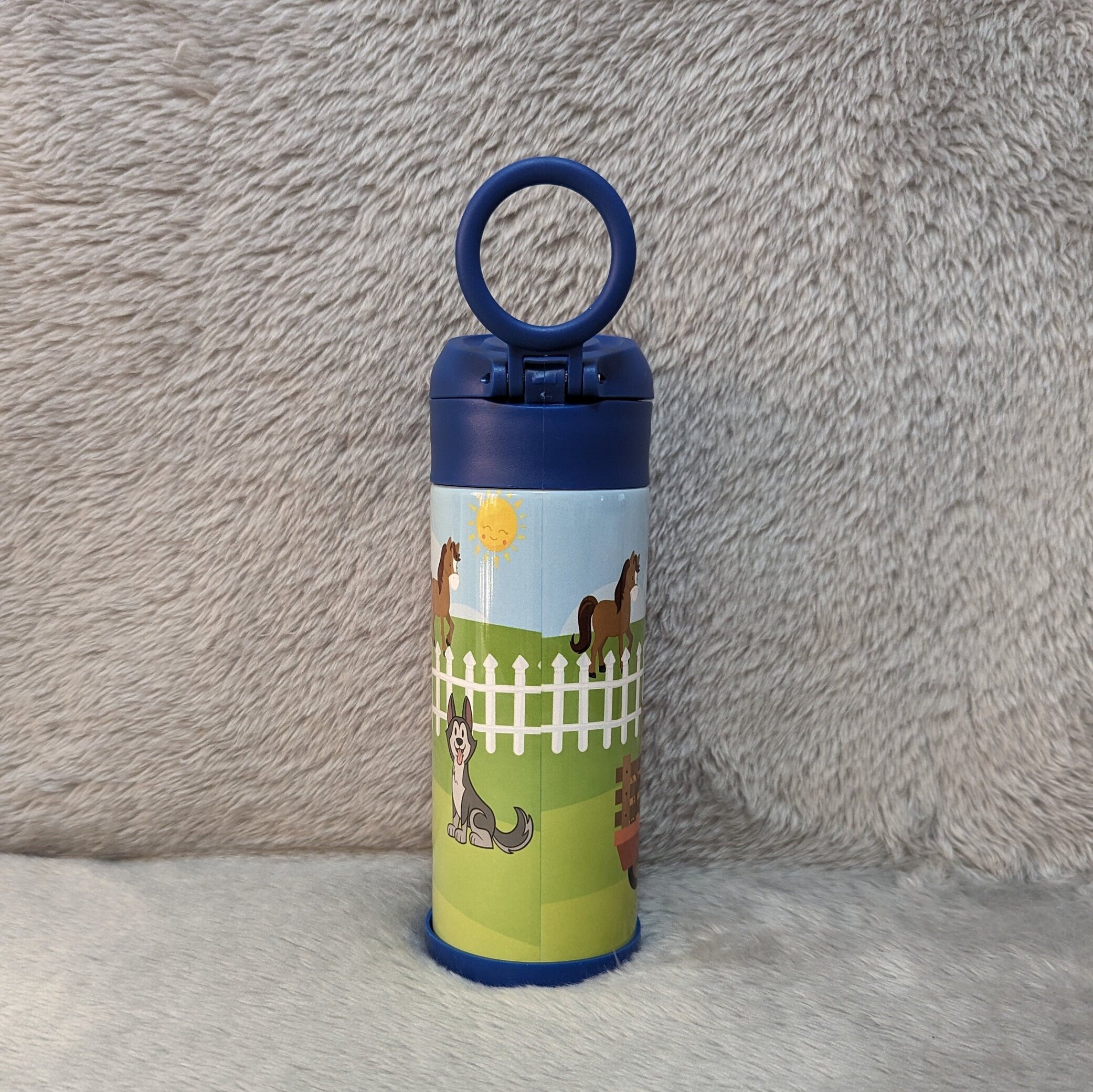 Kids Little Farmer Water Bottle 12oz With Reusable Straw Can Be Personalized