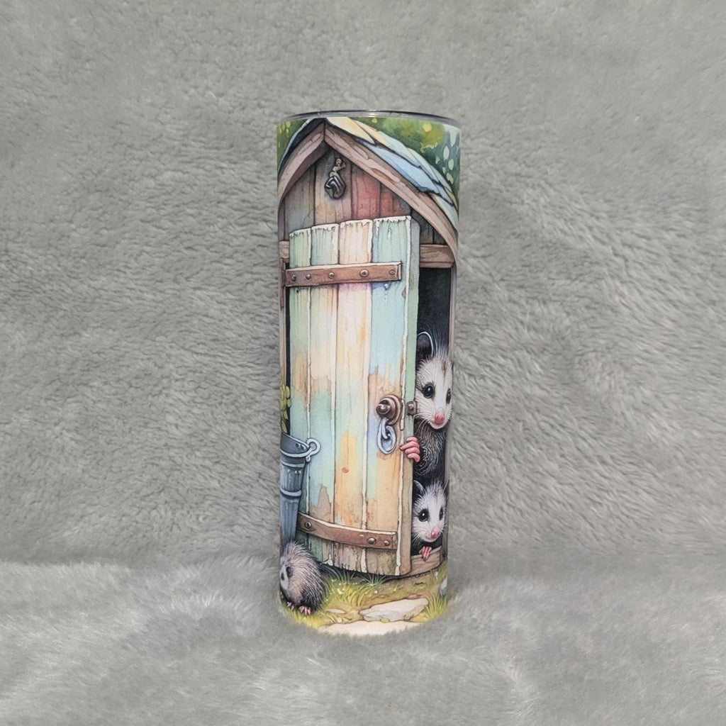 Adorable Possum Tumbler 20oz With Reusable Straw, Can Be Personalized