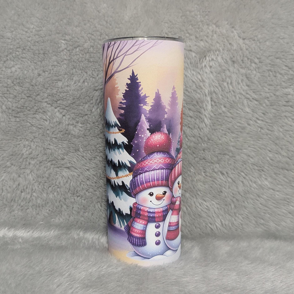 Snowman Tumbler 20oz With Reusable Straw, Can Be Personalized