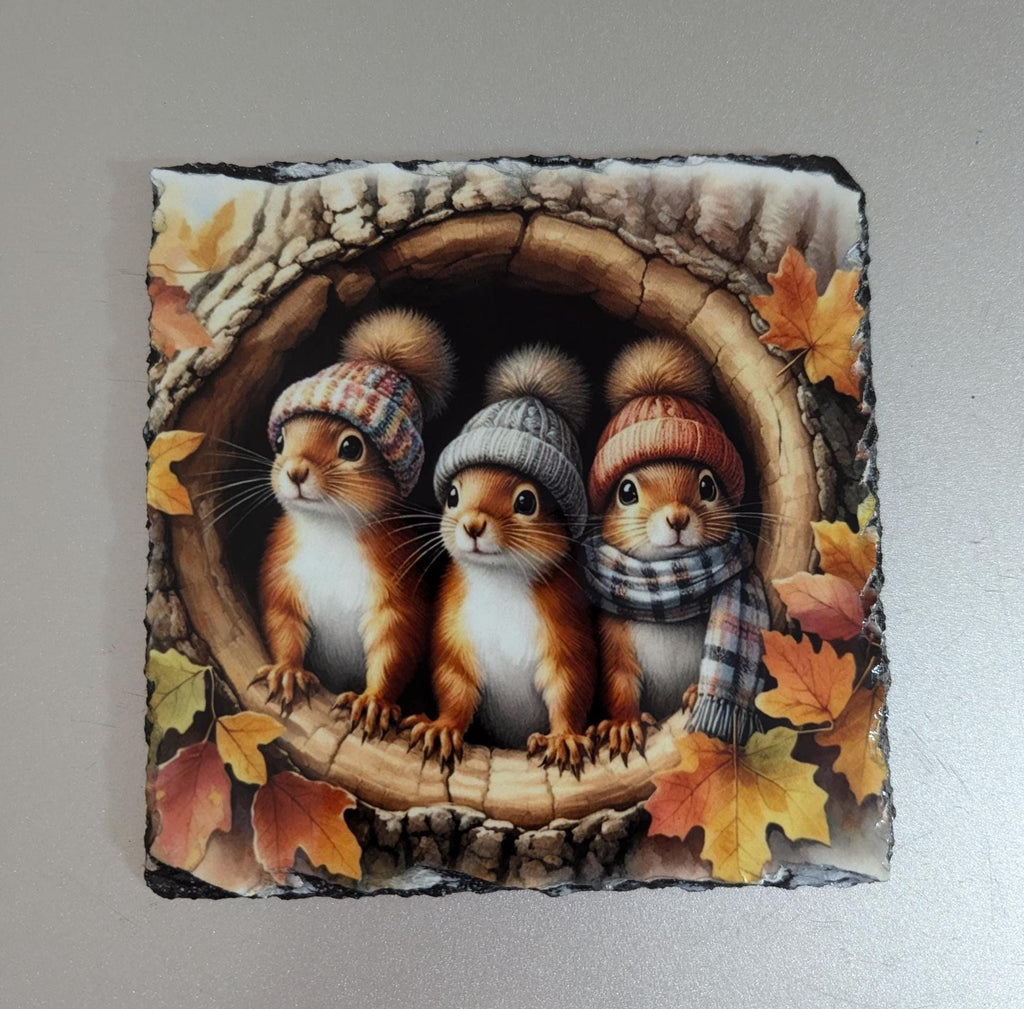 Squirrel Slate Picture With Display Legs