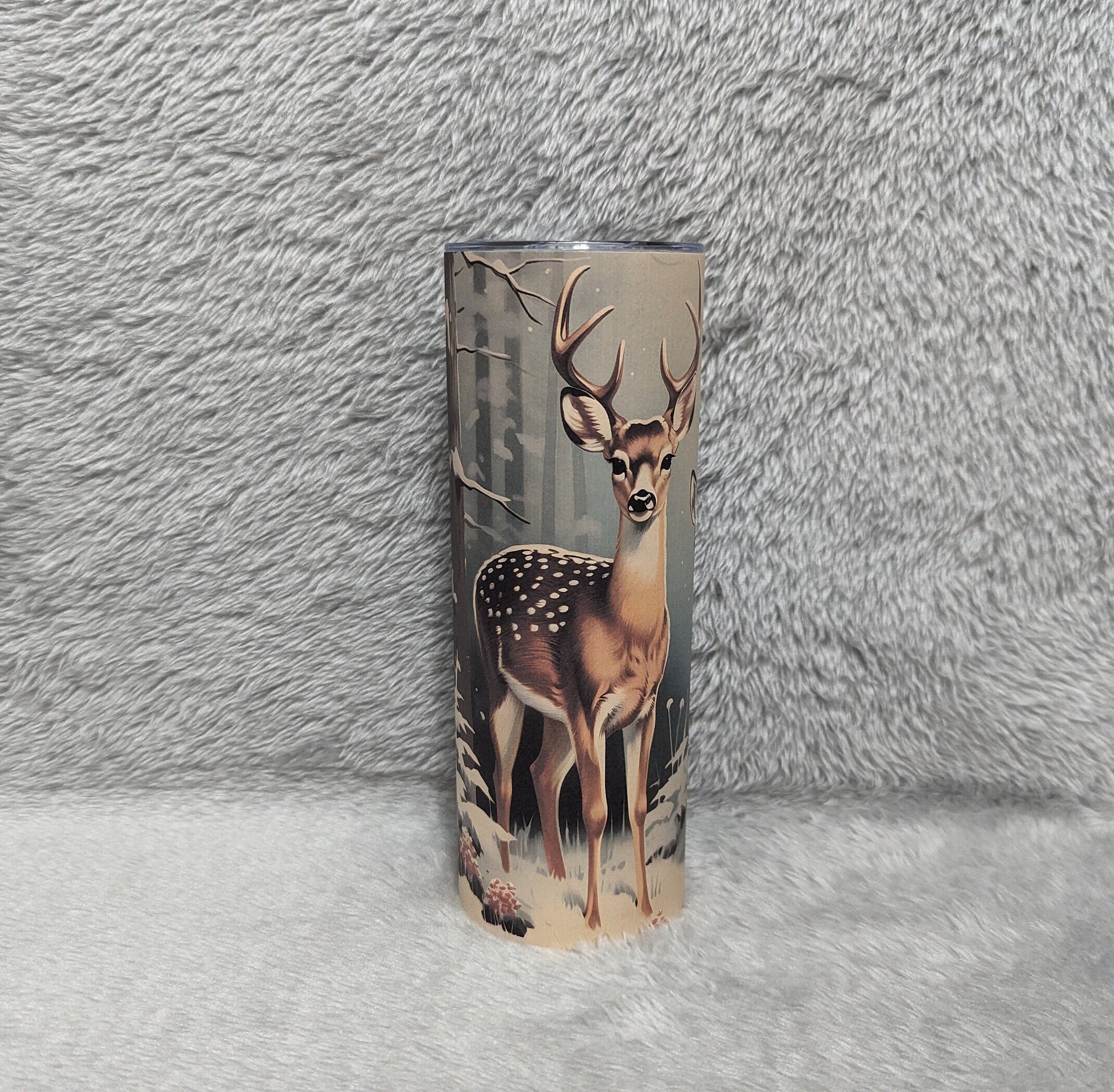 Wildlife Inspired Deer Tumbler 20oz With Reusable Straw, Can Be Personalized