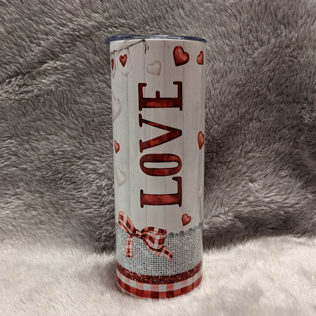 Pretty Gnome Tumbler With Gnomes and The Word LOVE 20oz With Reusable Straw, Can Be Personalized