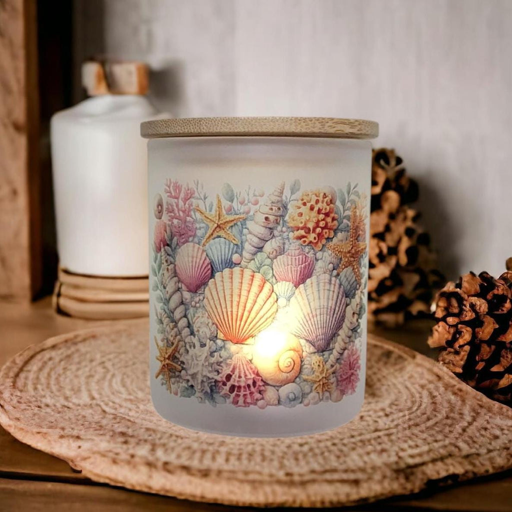 Seashell Candle Holder With A Battery Operated Flickering Tea Light