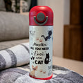 Kids Kitten Water Bottle 12oz With Reusable Straw, Can Be Personalized