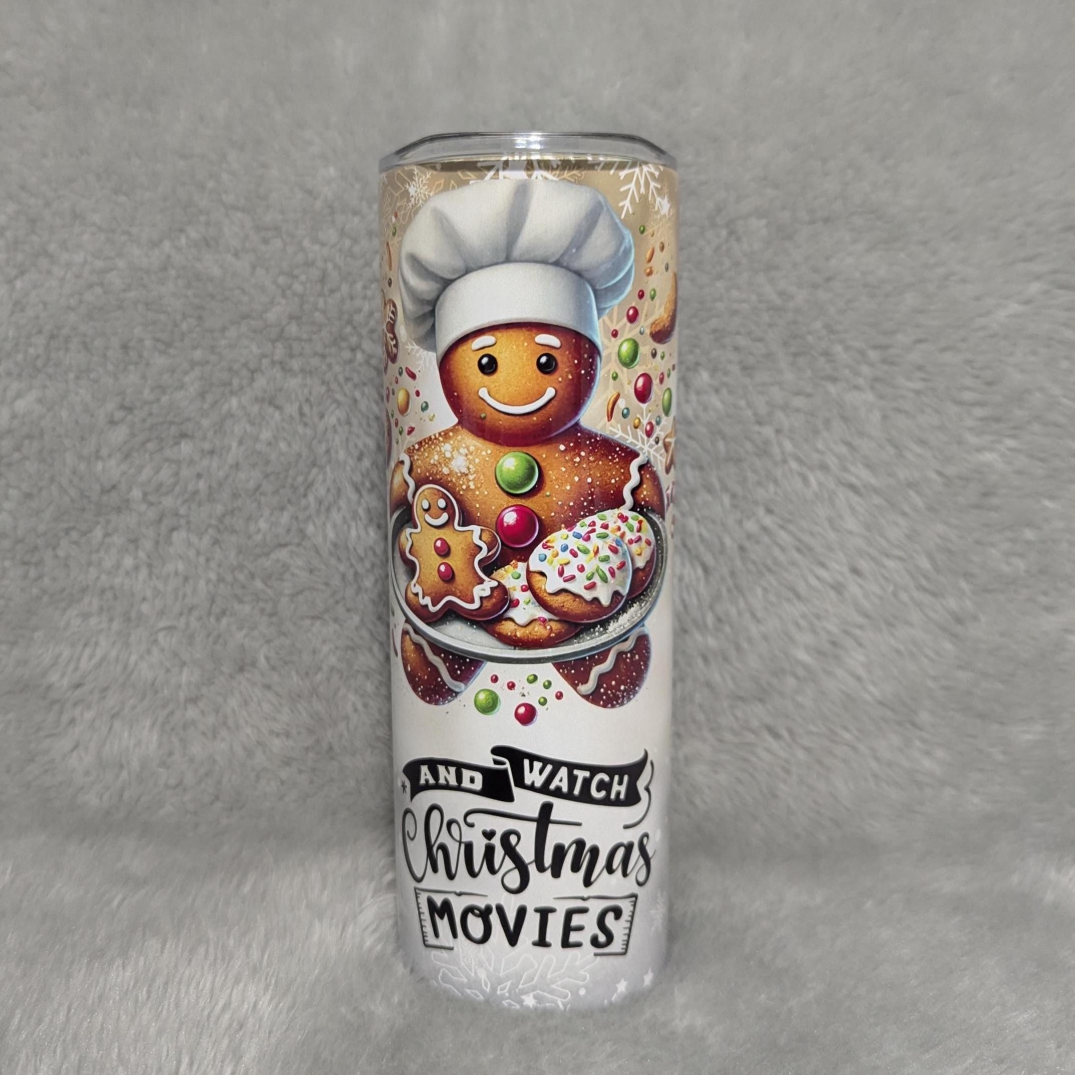 Let's Bake Stuff and Watch Christmas Movies Gingerbread Man Tumbler 20oz With Reusable Straw