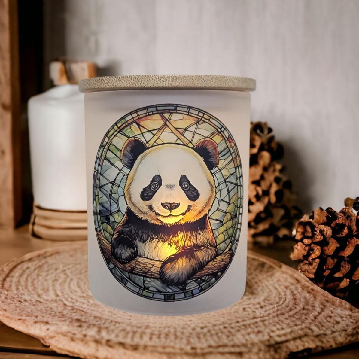 Panda Bear Candle Holder With A Battery Operated Flickering Tea Light