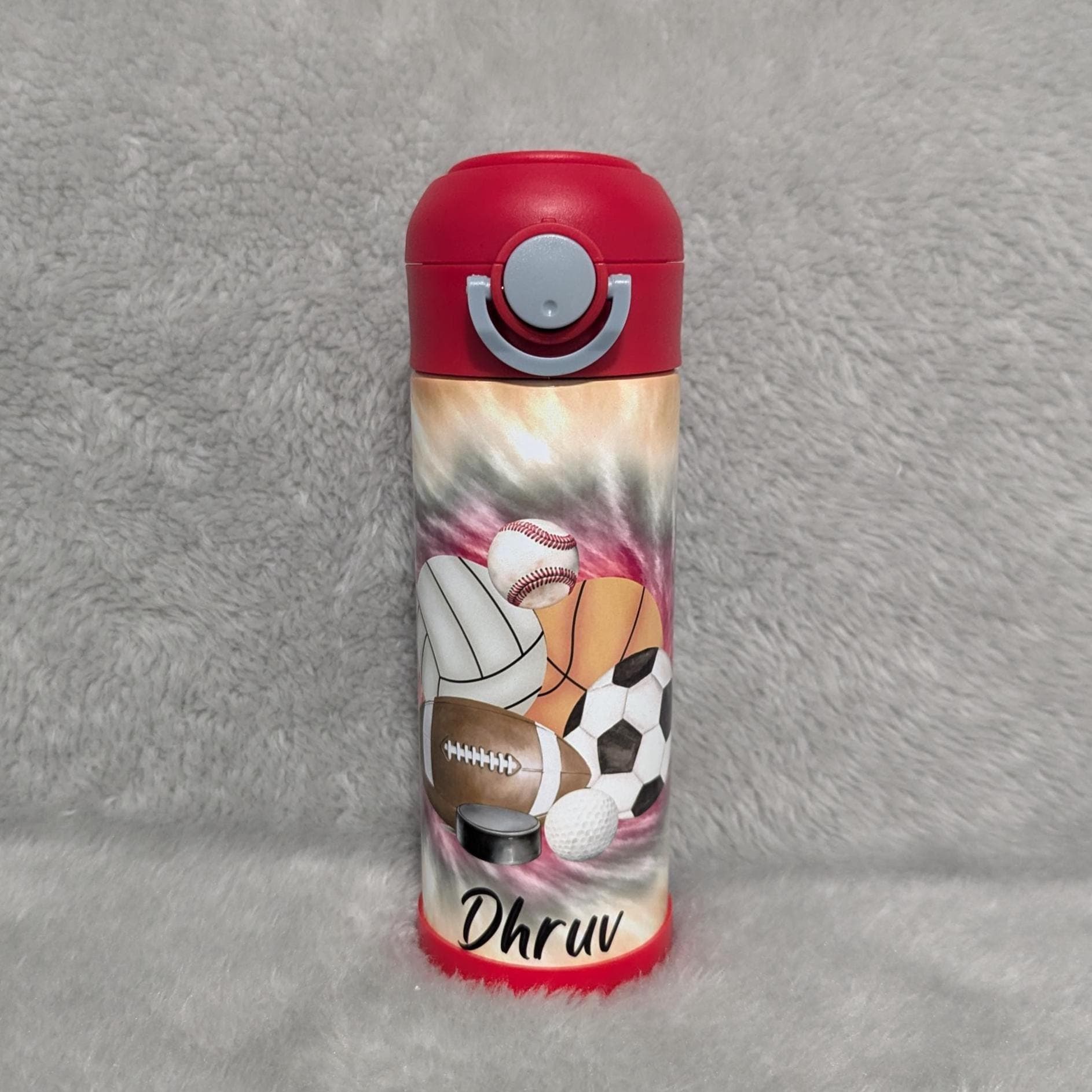 Kids Sports Ball Water 12oz With A Reusable Straw Can Be Personalized