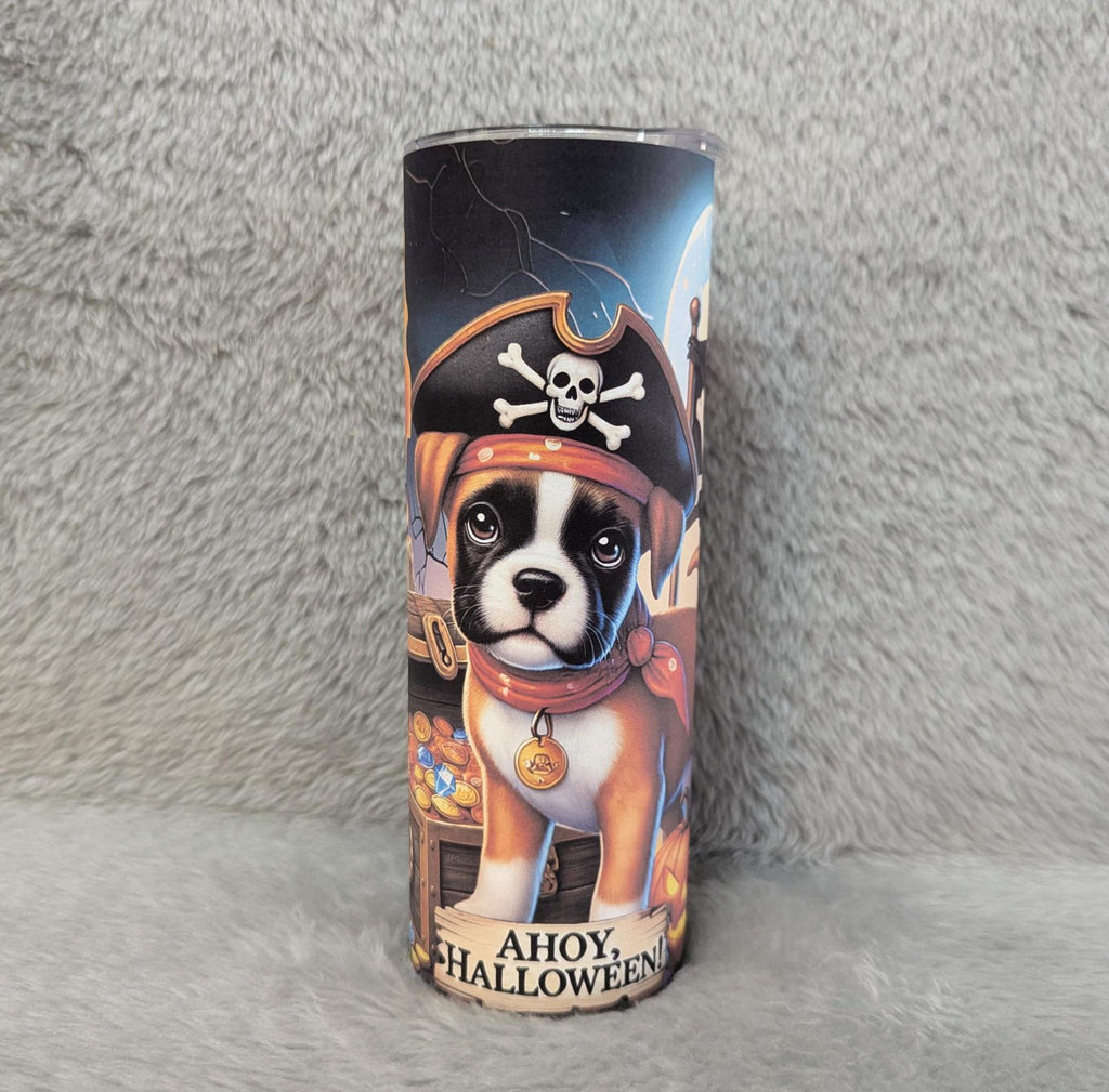 Halloween Puppy Tumbler 20oz With Reusable Straw, Can Be Personalized
