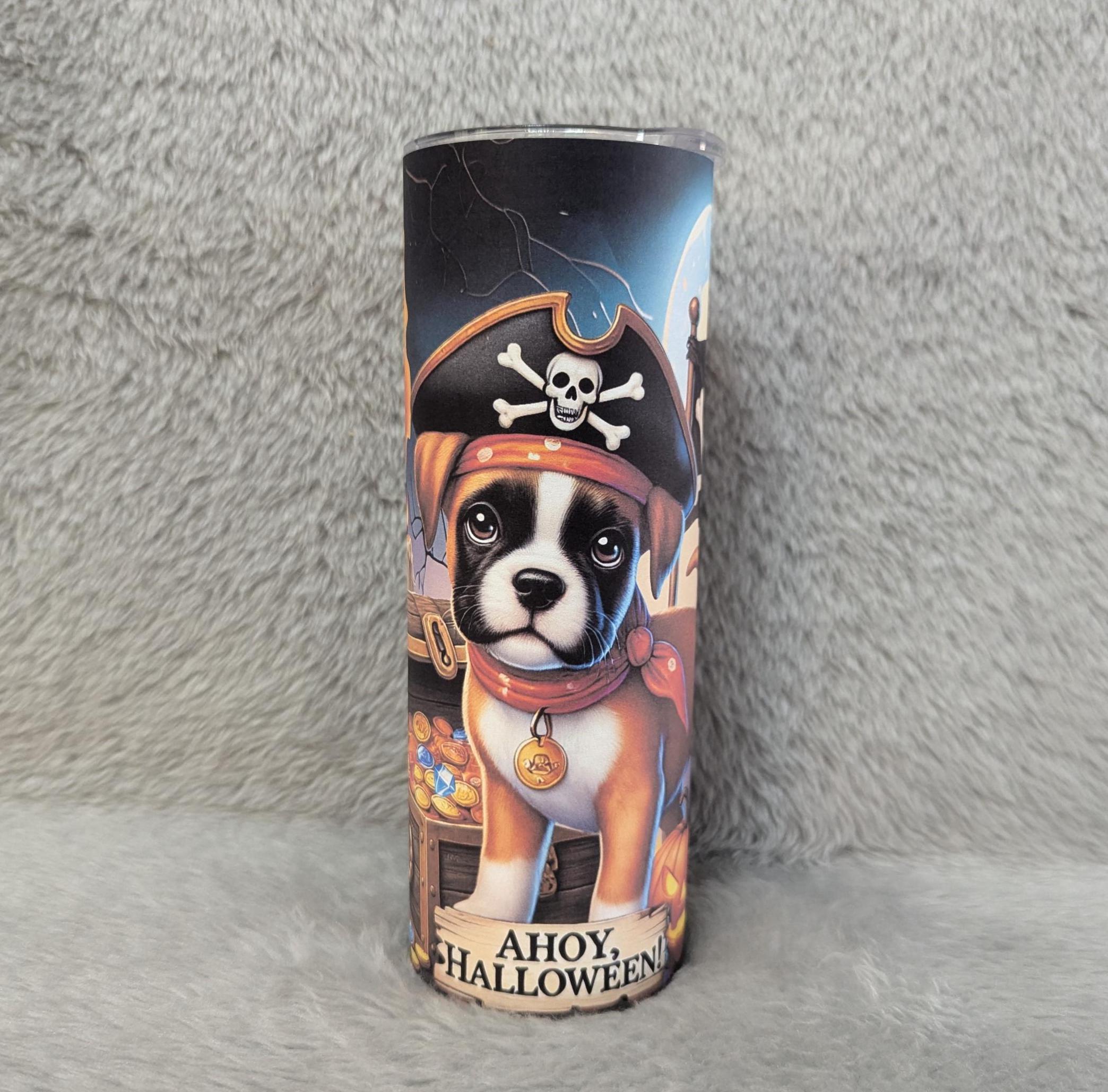 Halloween Puppy Tumbler 20oz With Reusable Straw, Can Be Personalized