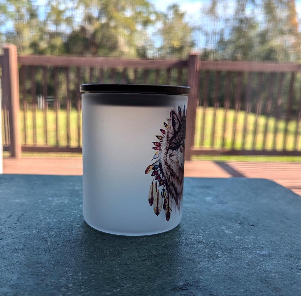 Wolf Dreamcatcher Candle Holder With A Battery Operated Flickering Tea Light