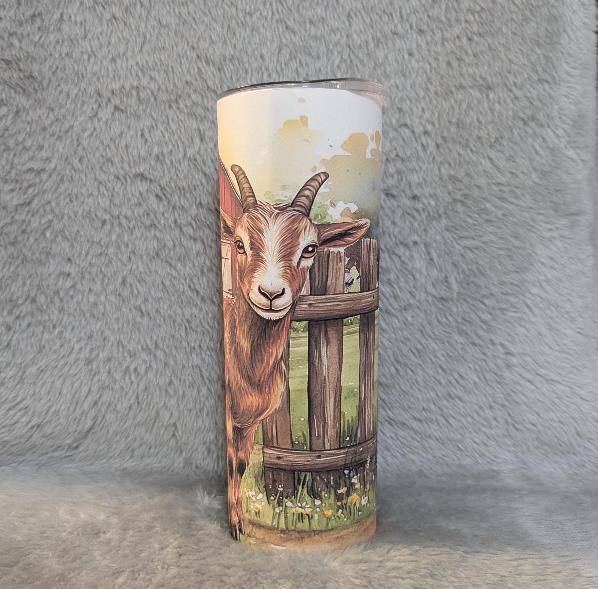 Cute Goat Tumbler 20oz With Reusable Straw, Can Be Personalized