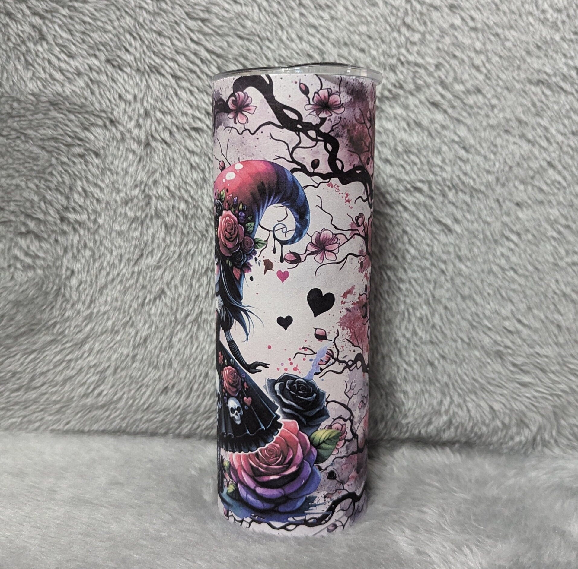 Gothic Halloween Girl Tumbler 20oz With Reusable Straw, Can Be Personalized