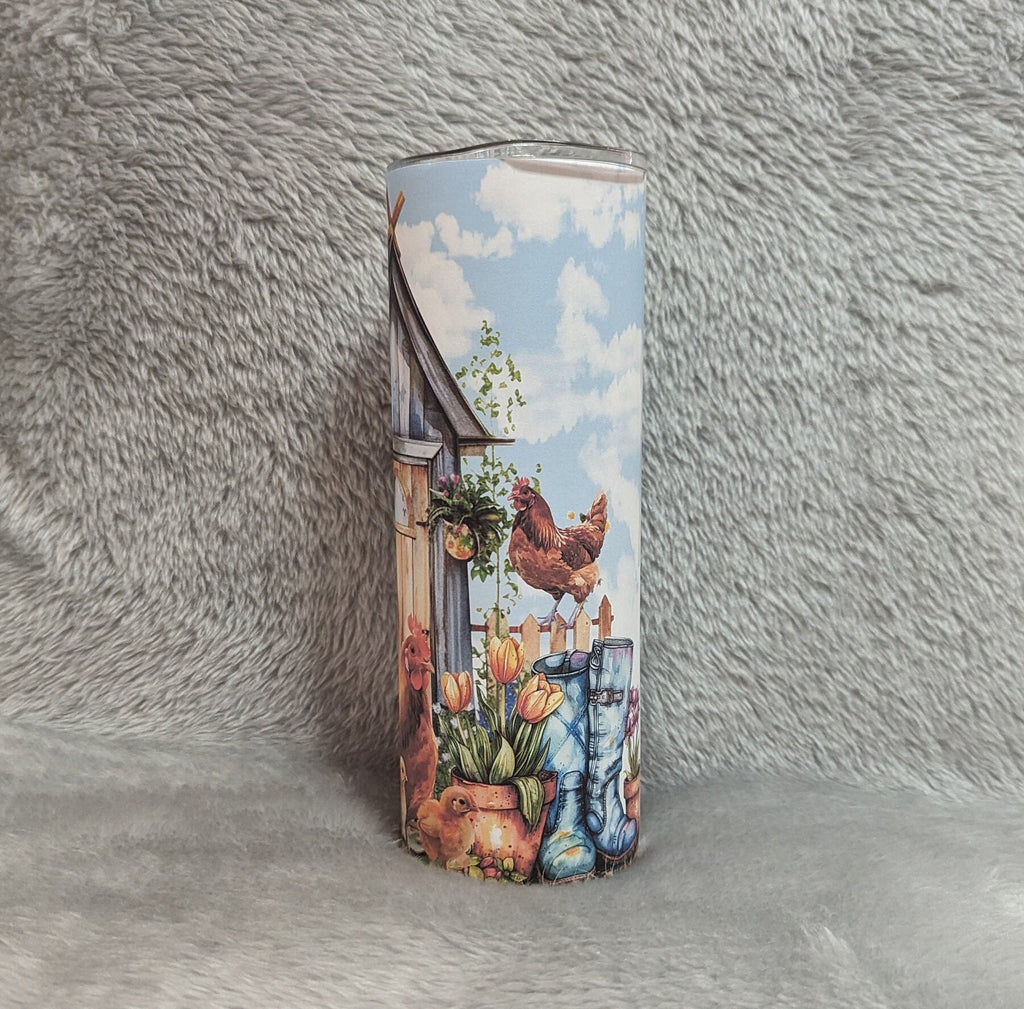 Cute Chicken Tumbler 20oz With Reusable Straw, Can Be Personalized
