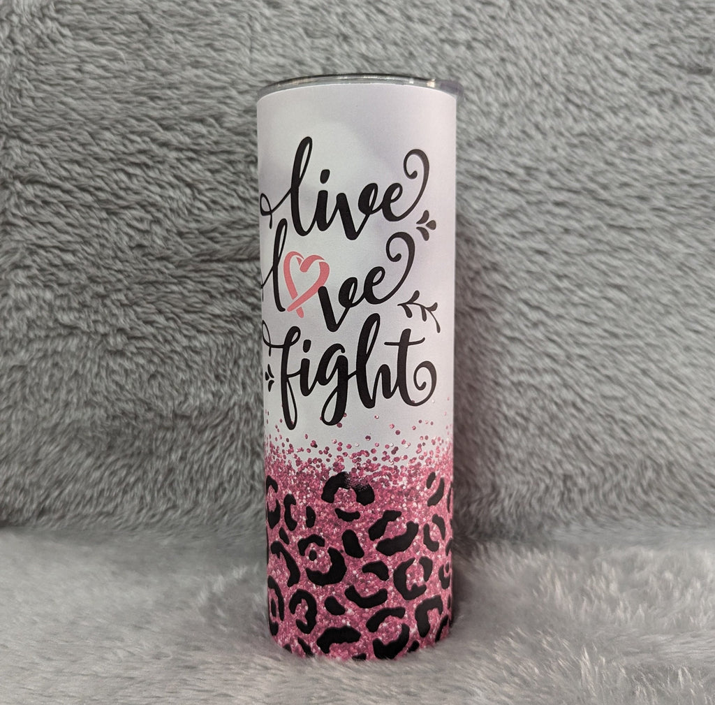 Live Love Fight Cancer Survivor Tumbler 20oz With Reusable Straw