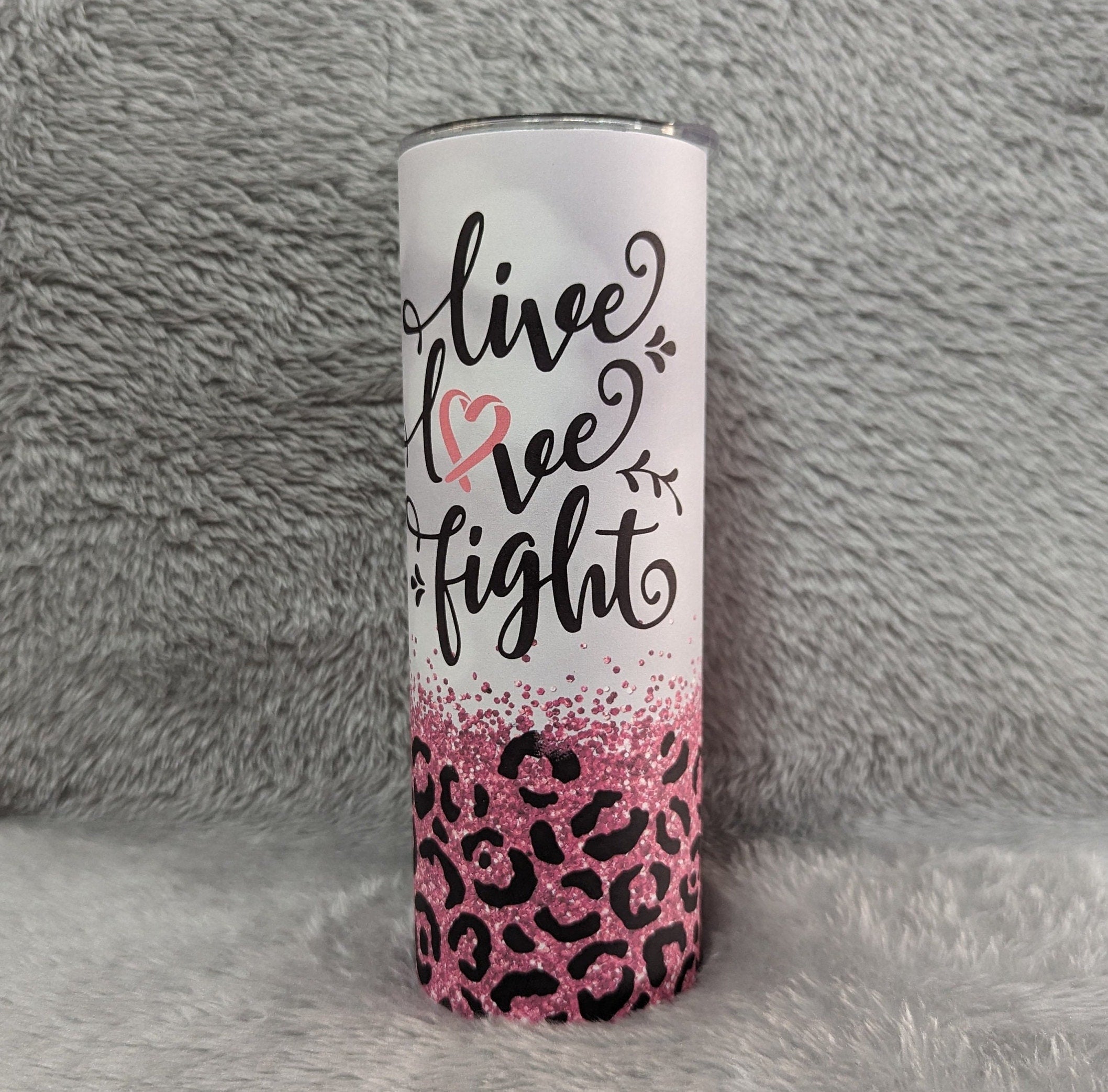 Live Love Fight Cancer Survivor Tumbler 20oz With Reusable Straw