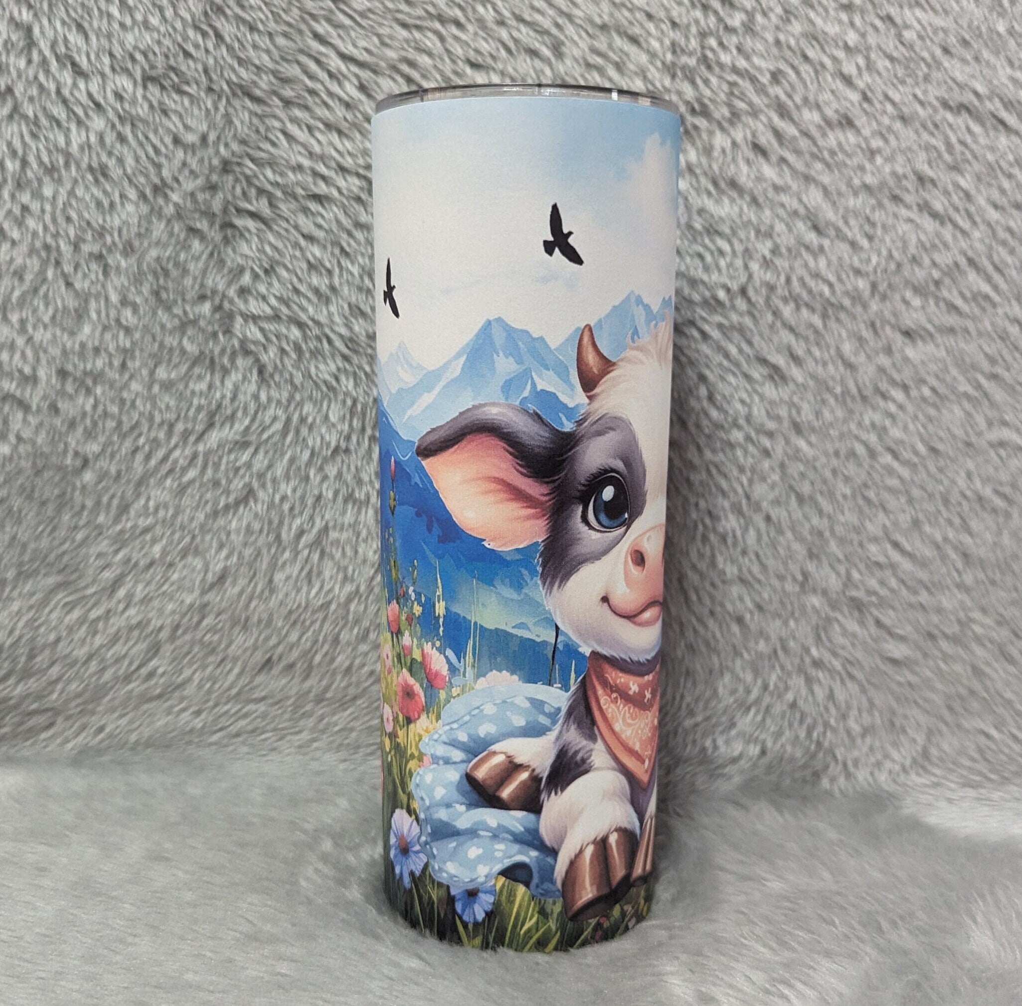 Cute Cow Tumbler With A Calf 20oz With Reusable Straw, Can Be Personalized