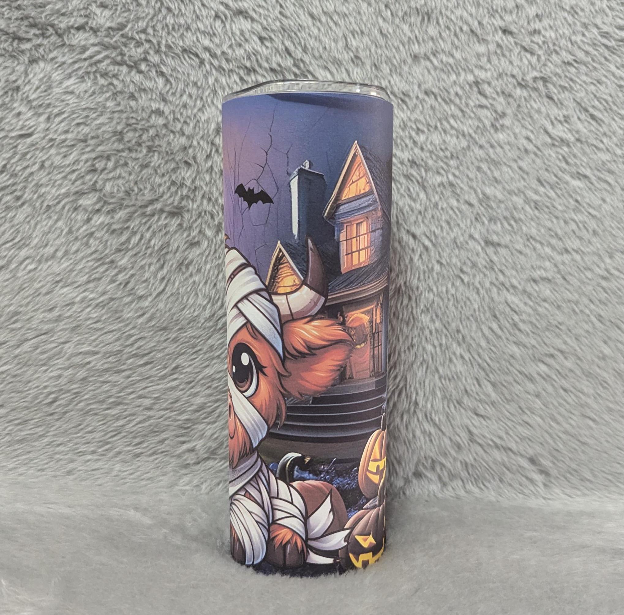 Halloween Highland Cow 20oz Tumbler Can be Personalized