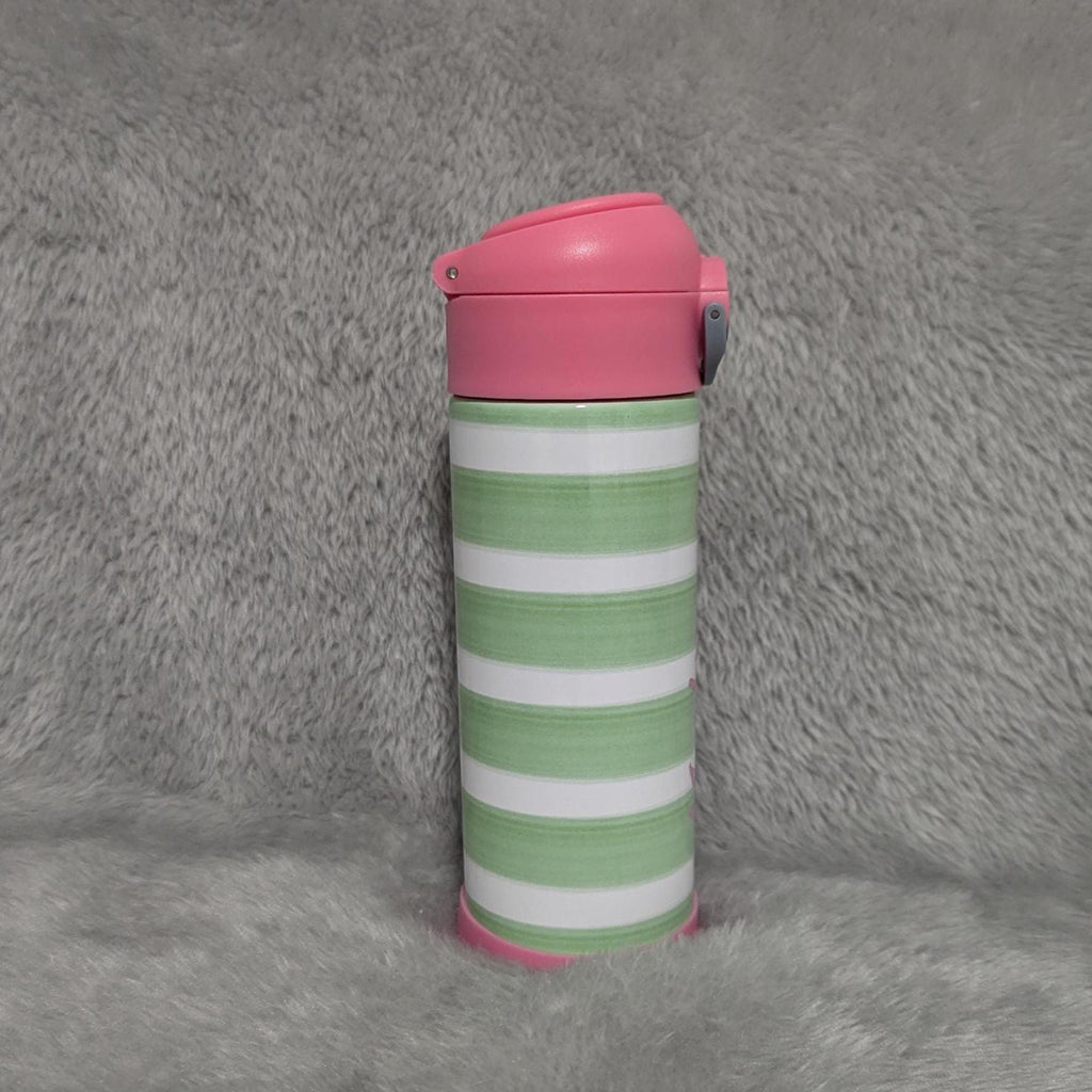 Kids Striped Water Bottle 12oz With Reusable Straw Can Be Personalized