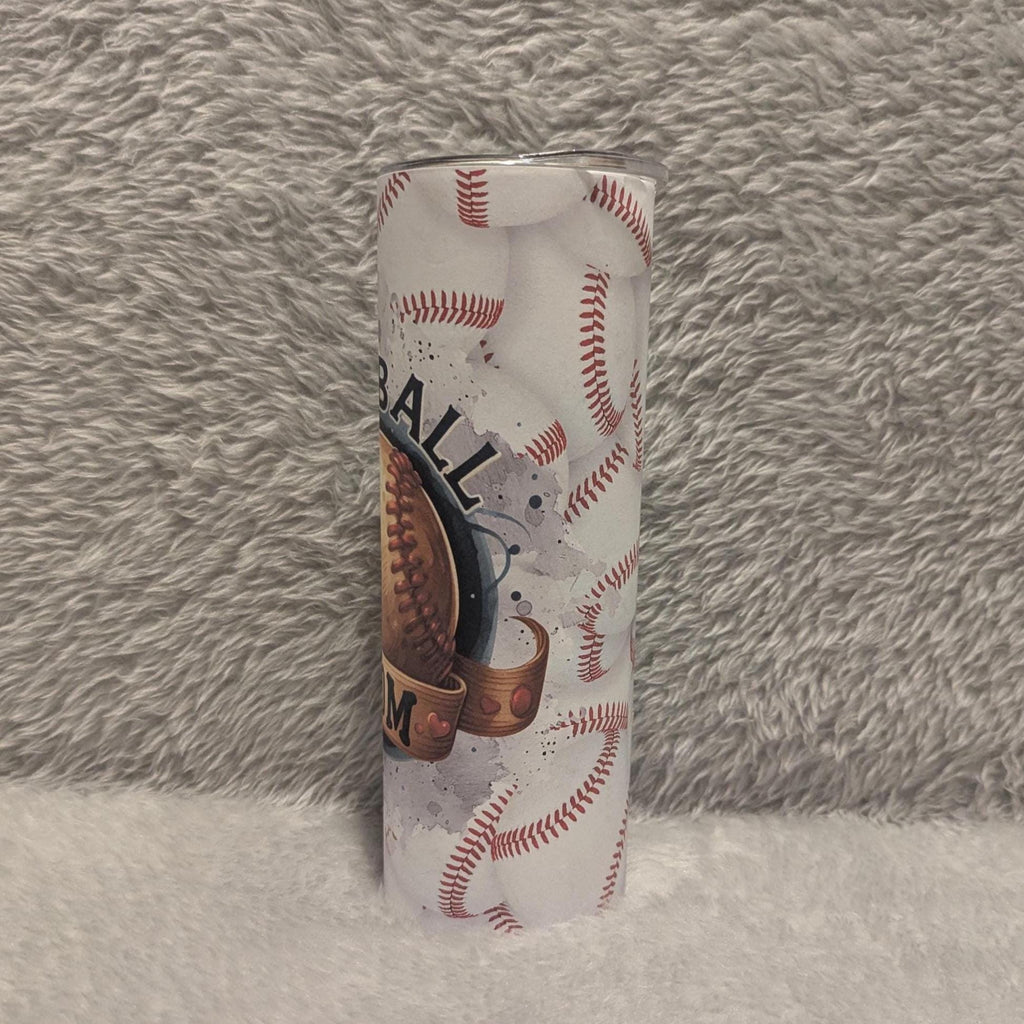Baseball Mom Tumbler 20oz With Reusable Straw, Can Be Personalized