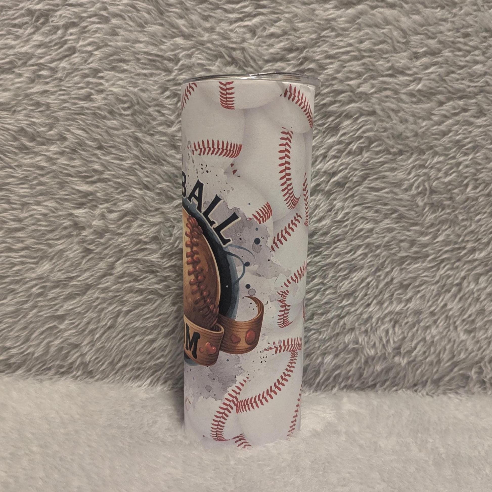 Baseball Mom Tumbler 20oz With Reusable Straw, Can Be Personalized