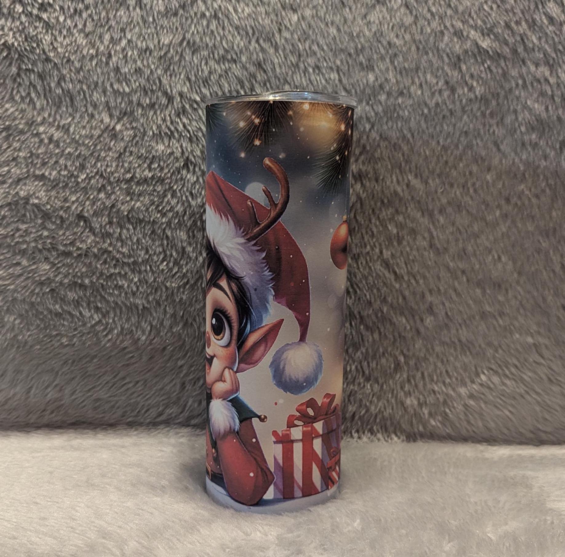 Christmas Elf Tumbler 20oz With Reusable Straw, Can Be Personalized