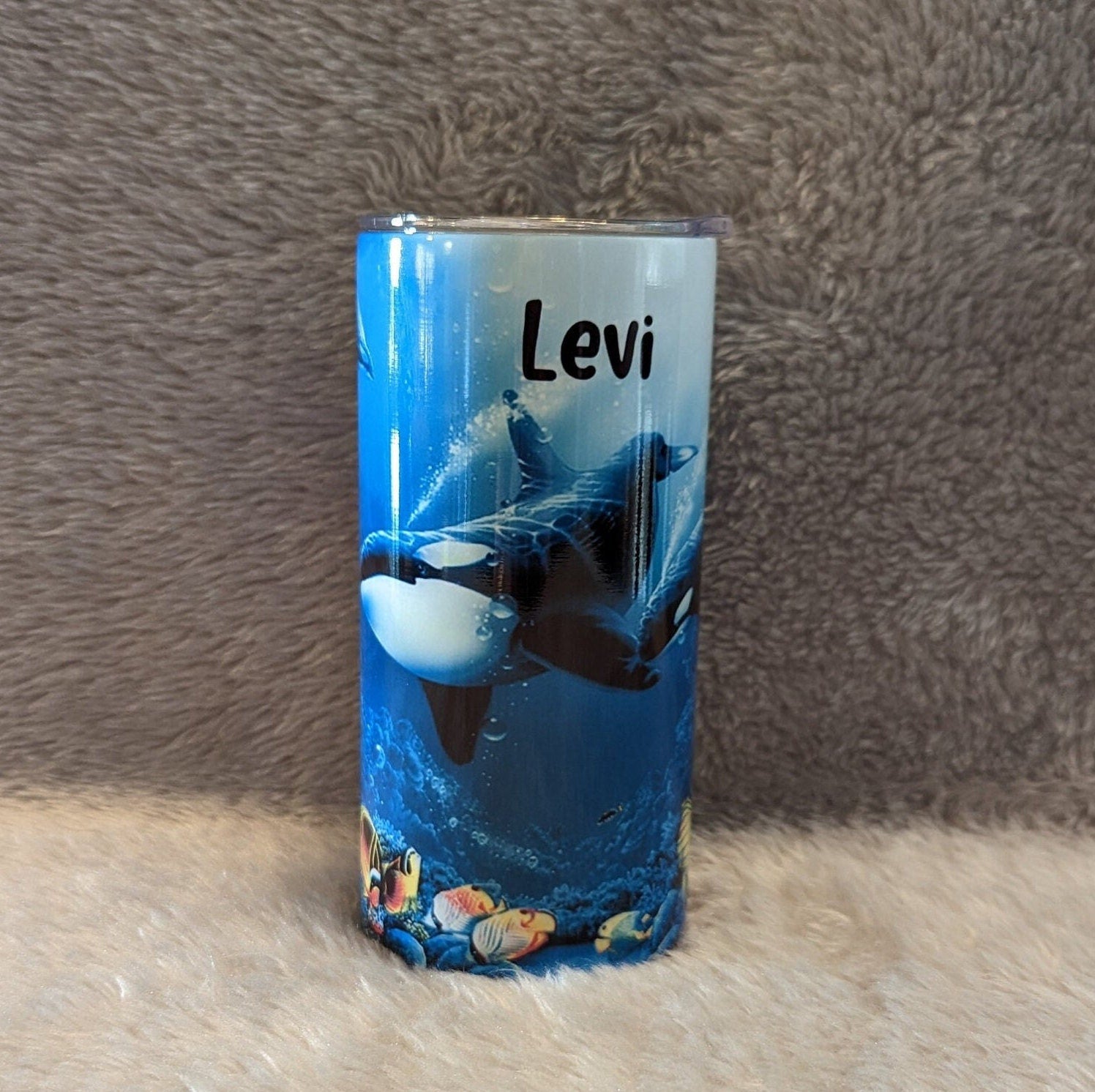 Kids Whale Tumbler 15oz With Reusable Straw, Can Be Personalized