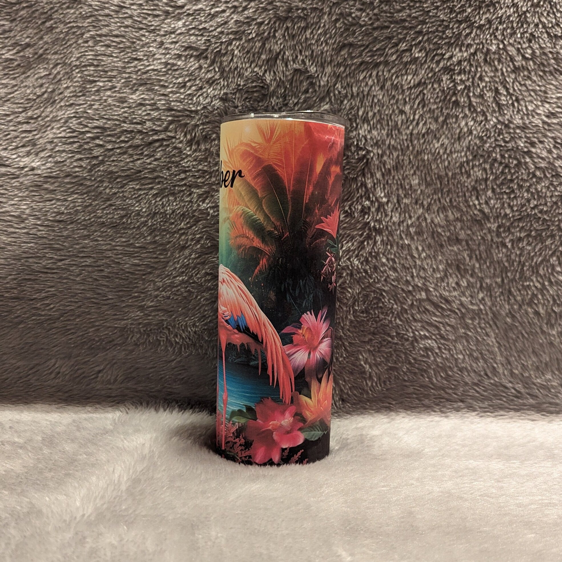 Beautiful Flamingo Tumbler 20oz With Reusable Straw, Can Be Personalized