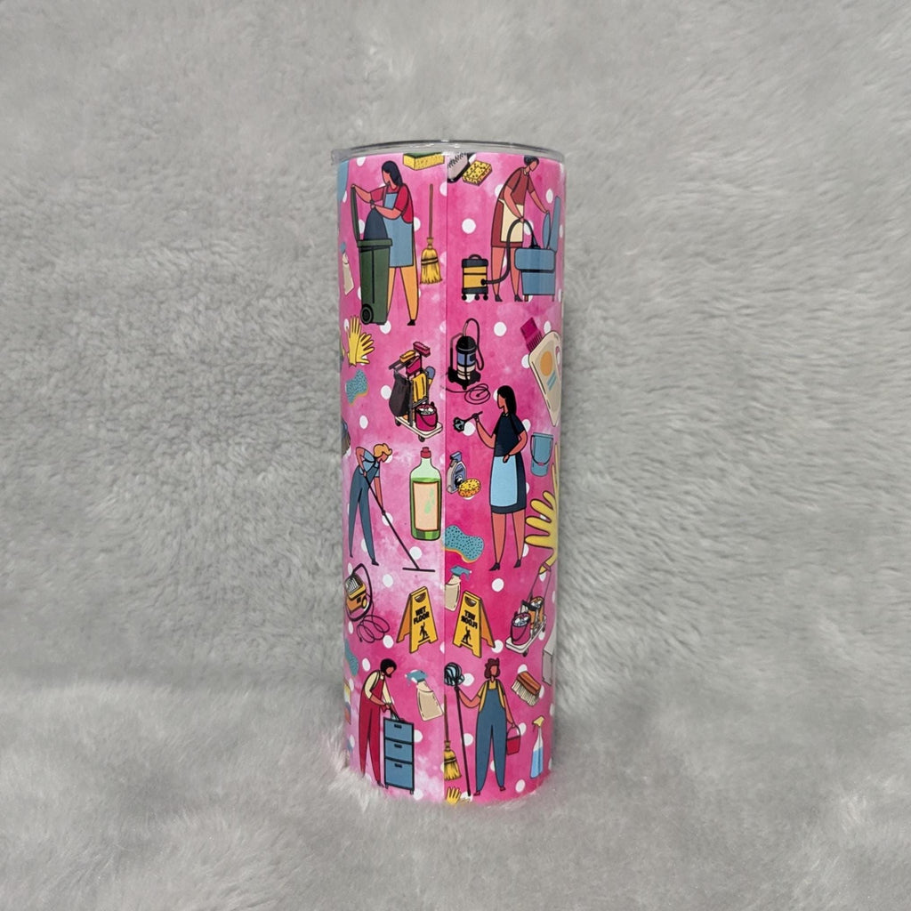 Cleaning Lady Tumbler 20oz With Reusable Straw, Can Be Personalized